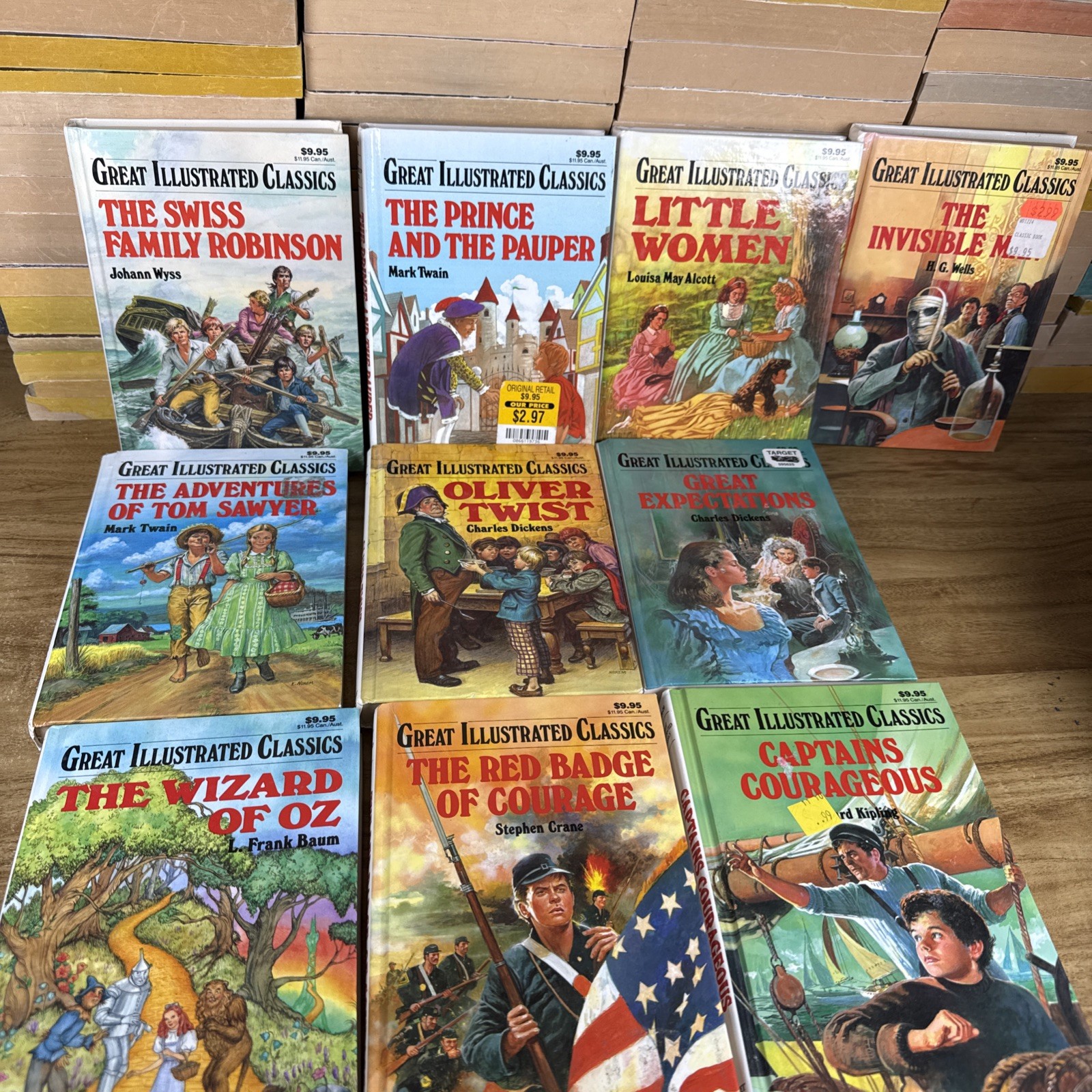 Lot of 10 Great Illustrated Classics HC Children’s Books Tom Sawyer Oliver Twist