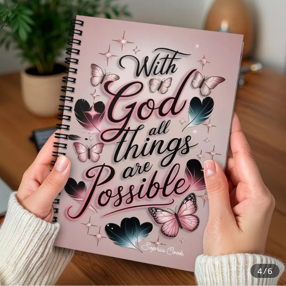 1 Inspirational Spiral Notebook – „with God, All Things Are Possible“, for…