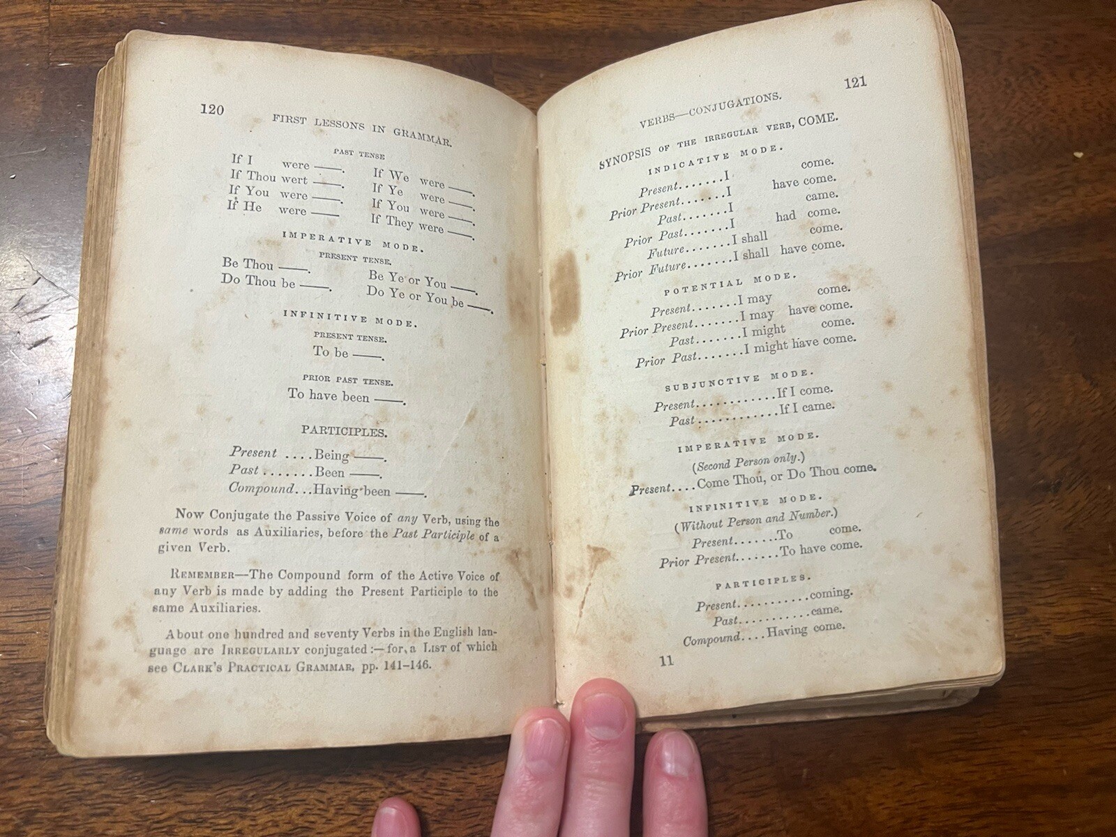 Antique Book 1800’s Hardcover School First Lessons In English Grammar S.W. Clark