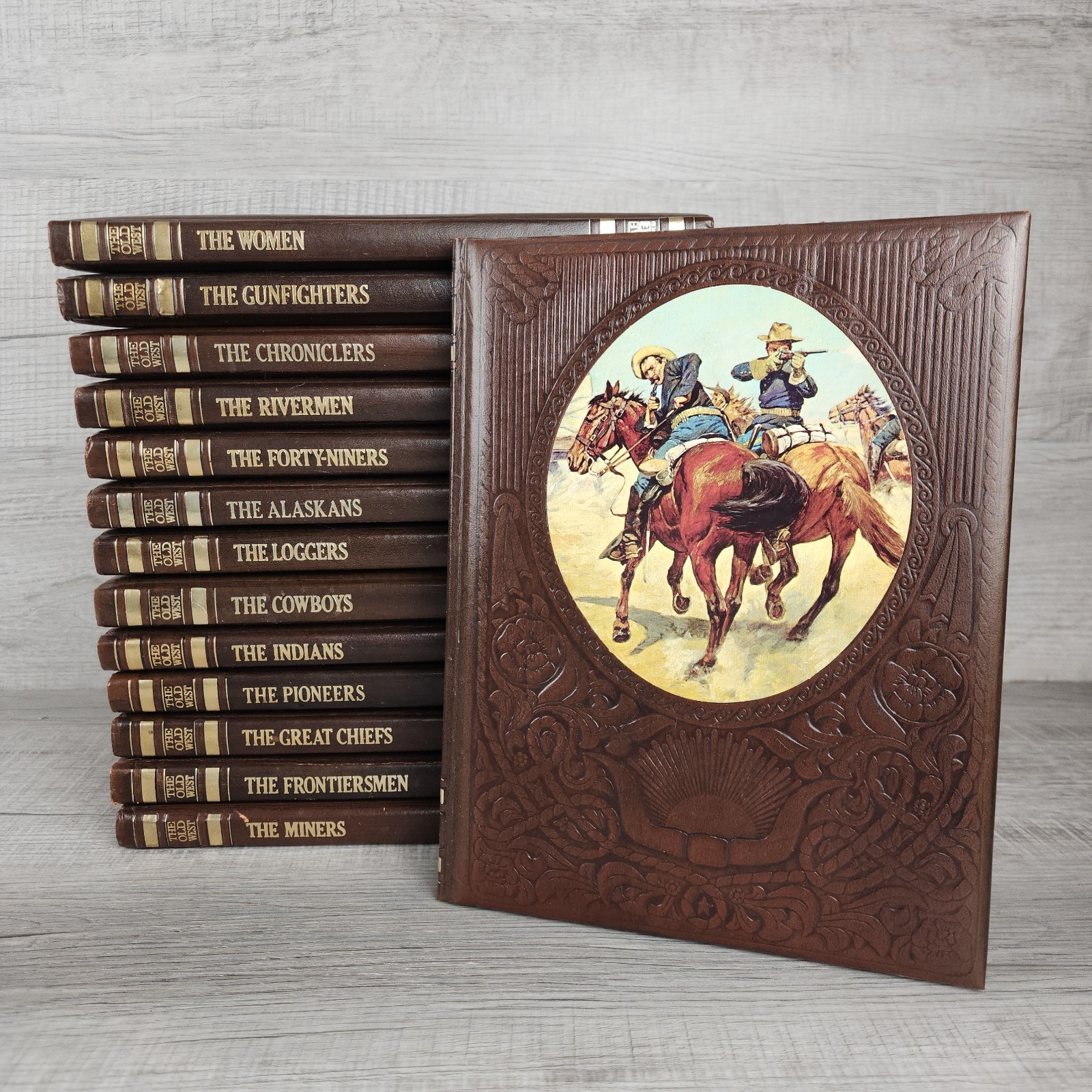 Lot of 14 Time Life Books The Old West Series Hardcover Brown Faux Leather