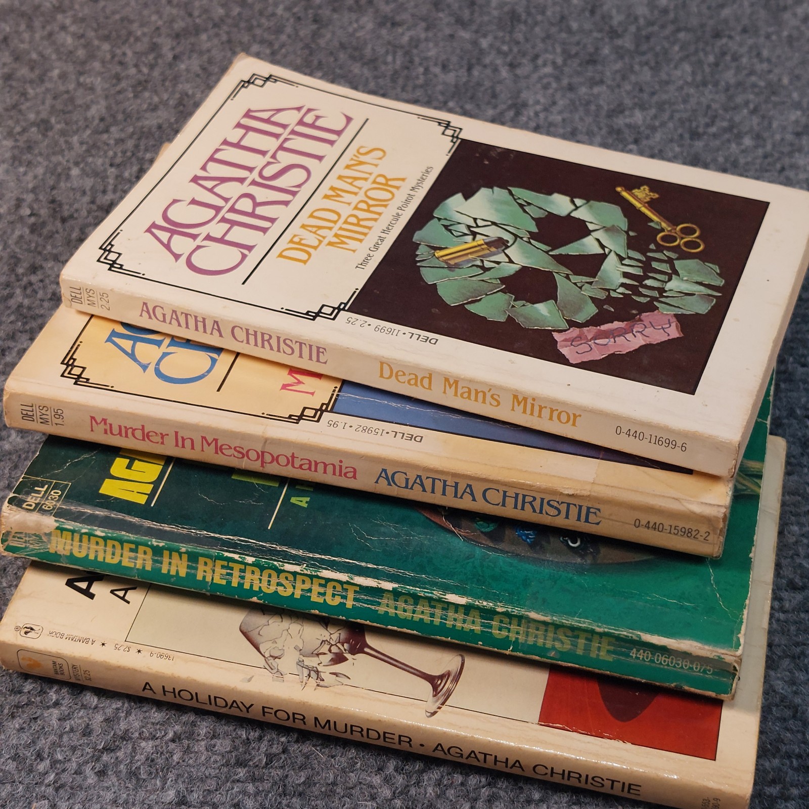 Vintage Agatha Christie Paperback Book Lot of 4 Poirot Mysteries Dell 60s 70s