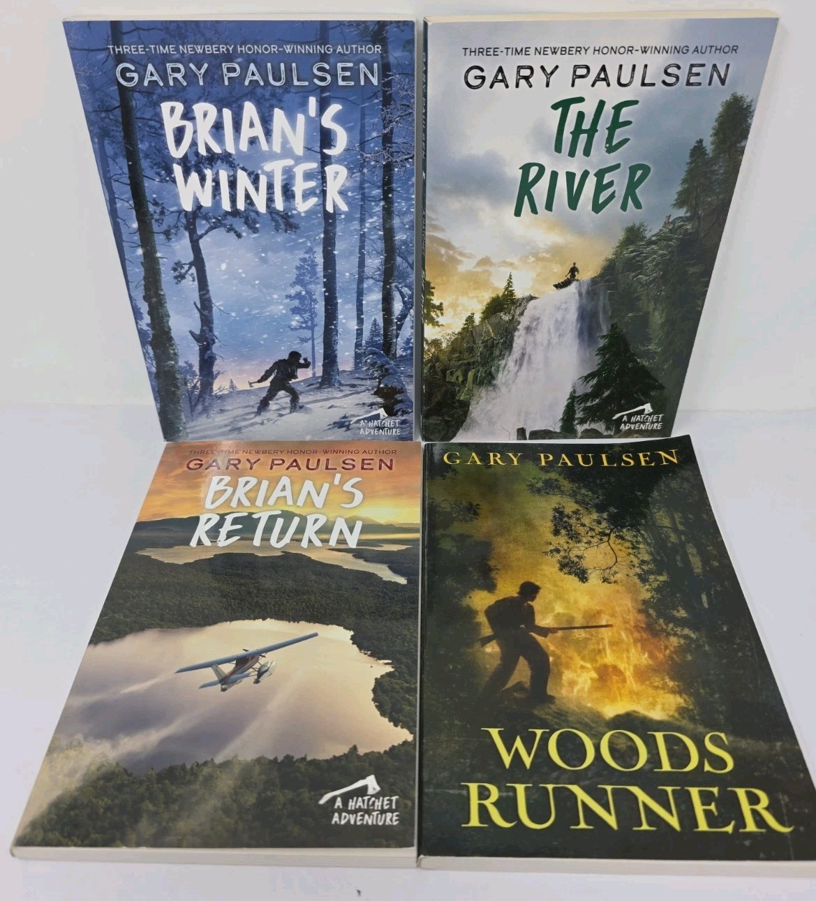 Lot of 4 Gary Paulsen books Hatchet Adventures Brian’s Saga & Woods Ŕunner
