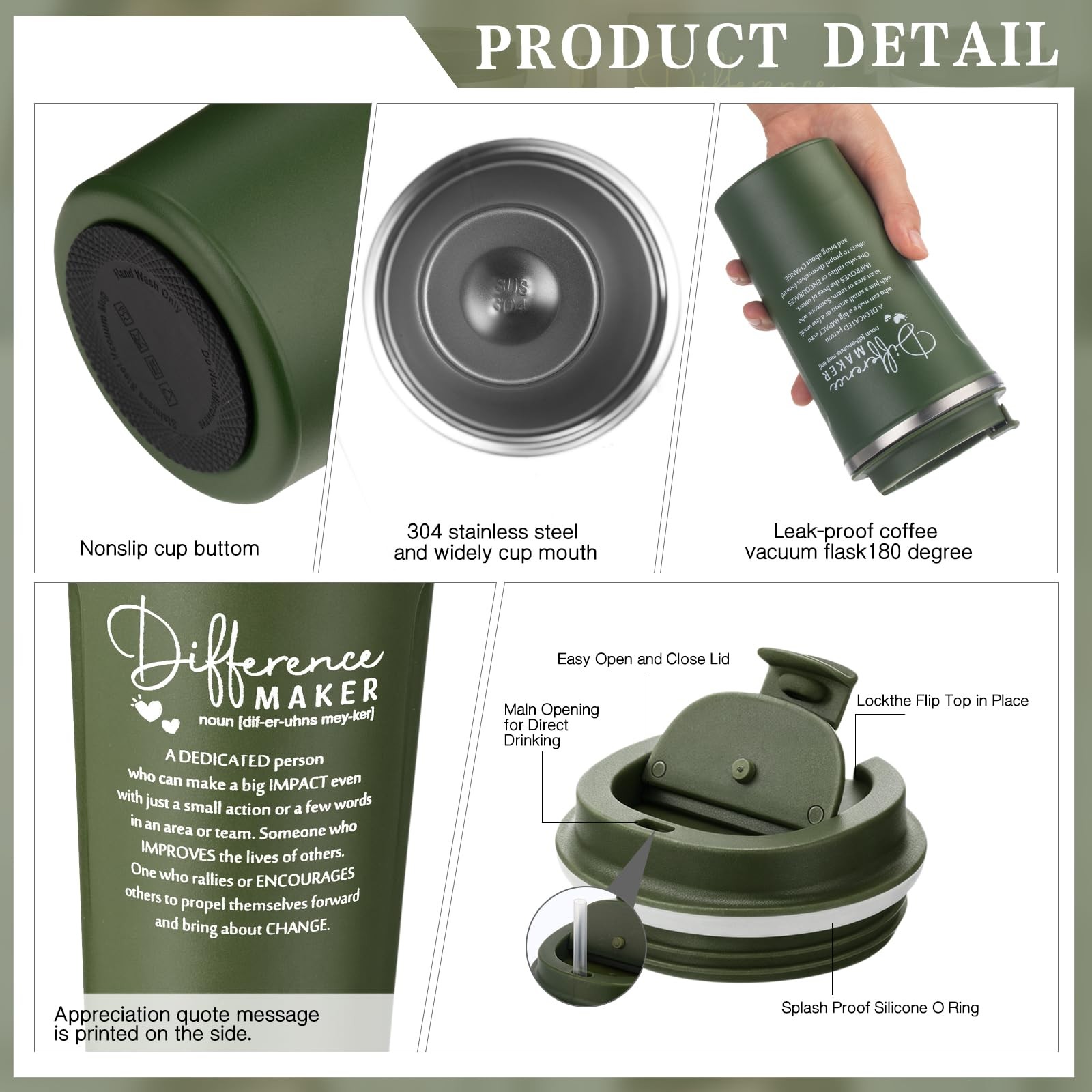 18 Pcs Difference Maker Gifts 17 oz Coffee Mug Tumbler A5 Leather Journal wit…