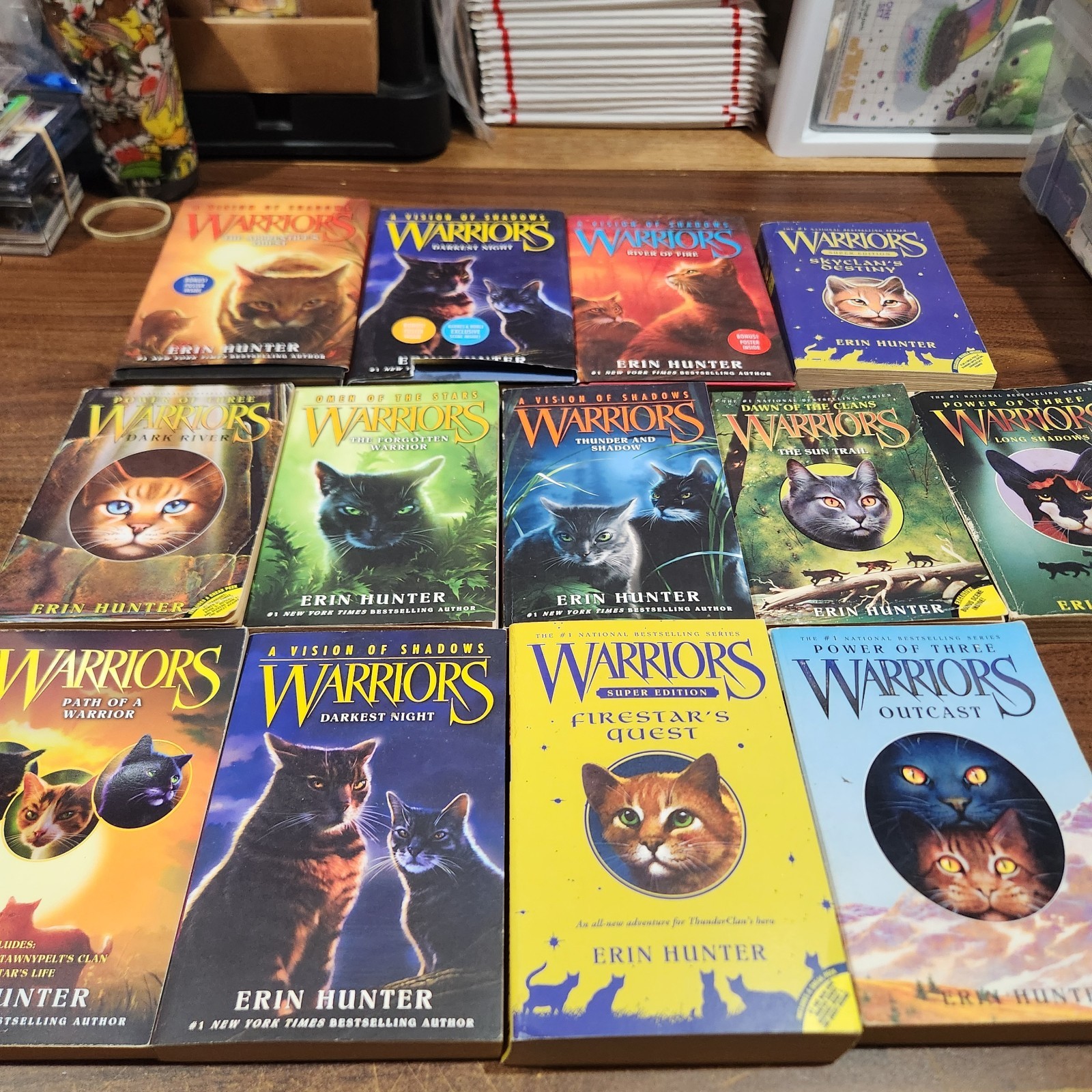 Warriors Lot of 13 Books Cat Series Bundle By Erin Hunter, 3 HC, 10 PB