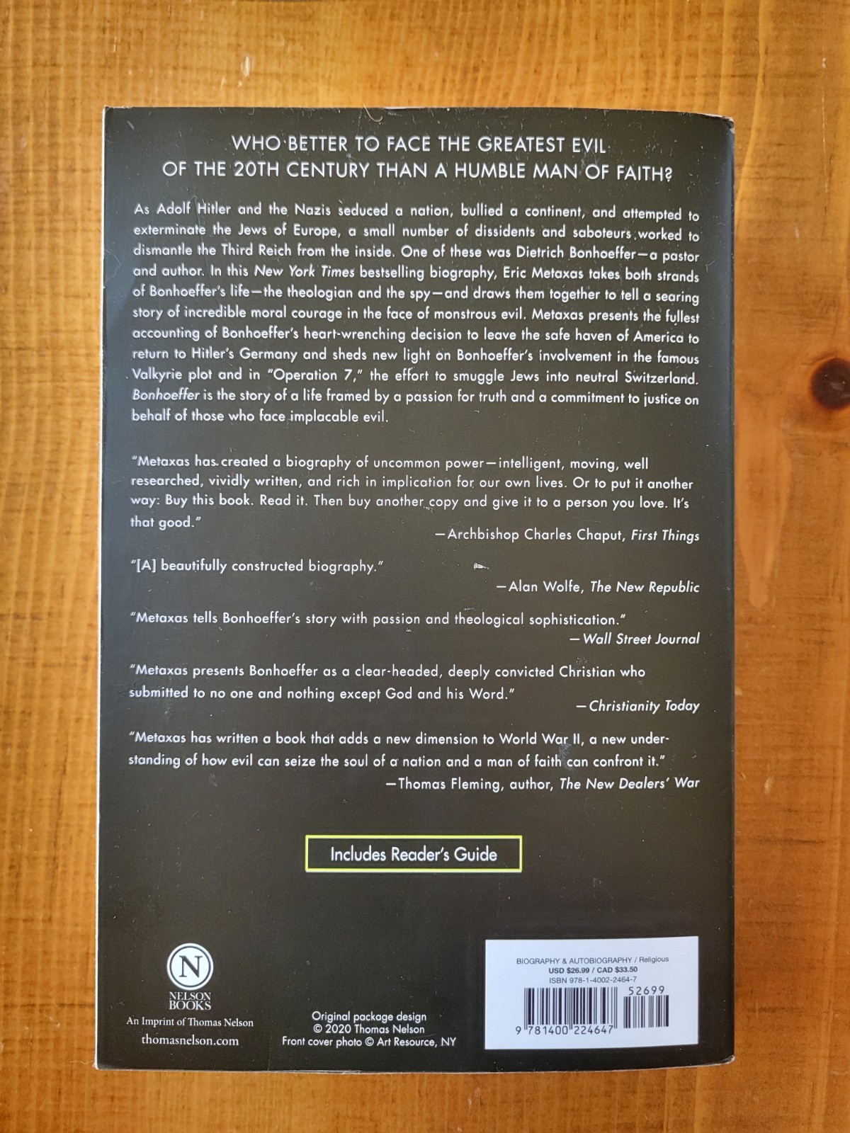 Bonhoeffer Pastor Martyr Prophet Spy Paperback Book By Eric Metaxas Updated Ed.