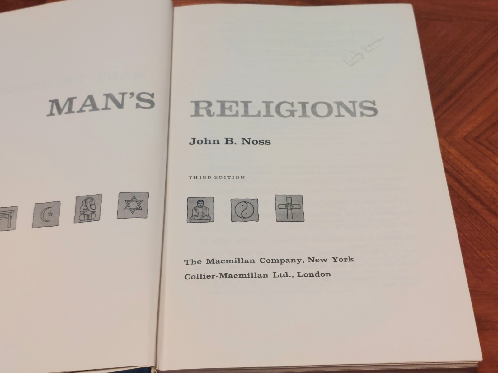 Man’s Religions John B. Noss HC Third Edition 1963 The Macmillan Company
