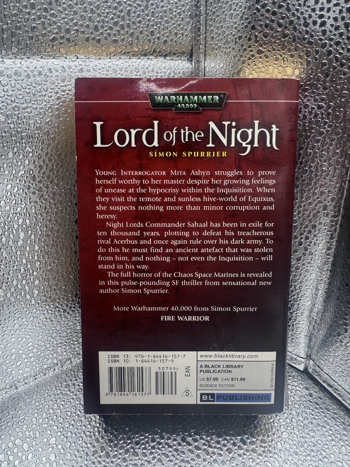 Warhammer 40K Lord of the Night Simon Spurrier PB Night Lords Black Library