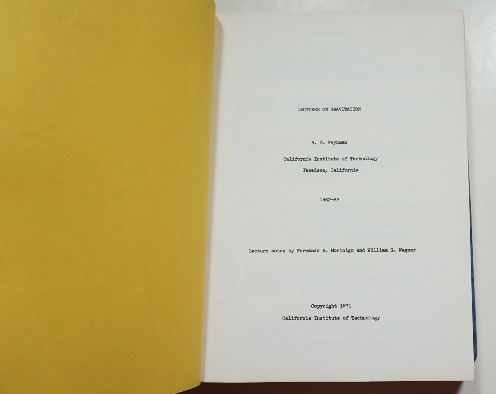 Lectures on Gravitation 1971 Richard Feynman 1ST ED of Complete Book Physics