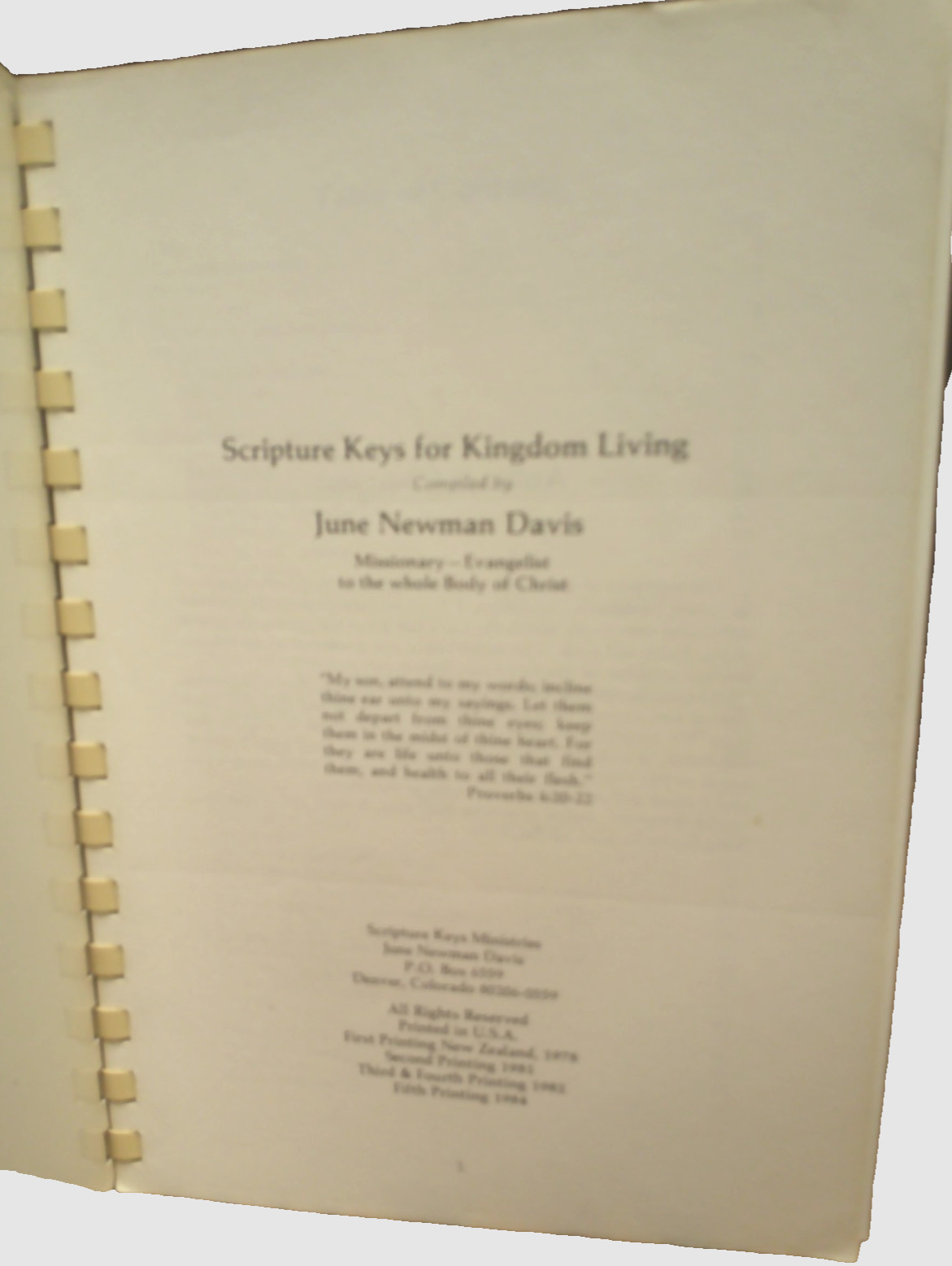 Scripture Keys for Kingdom Living – June Newman Davis Missionary-Evangelist Z27