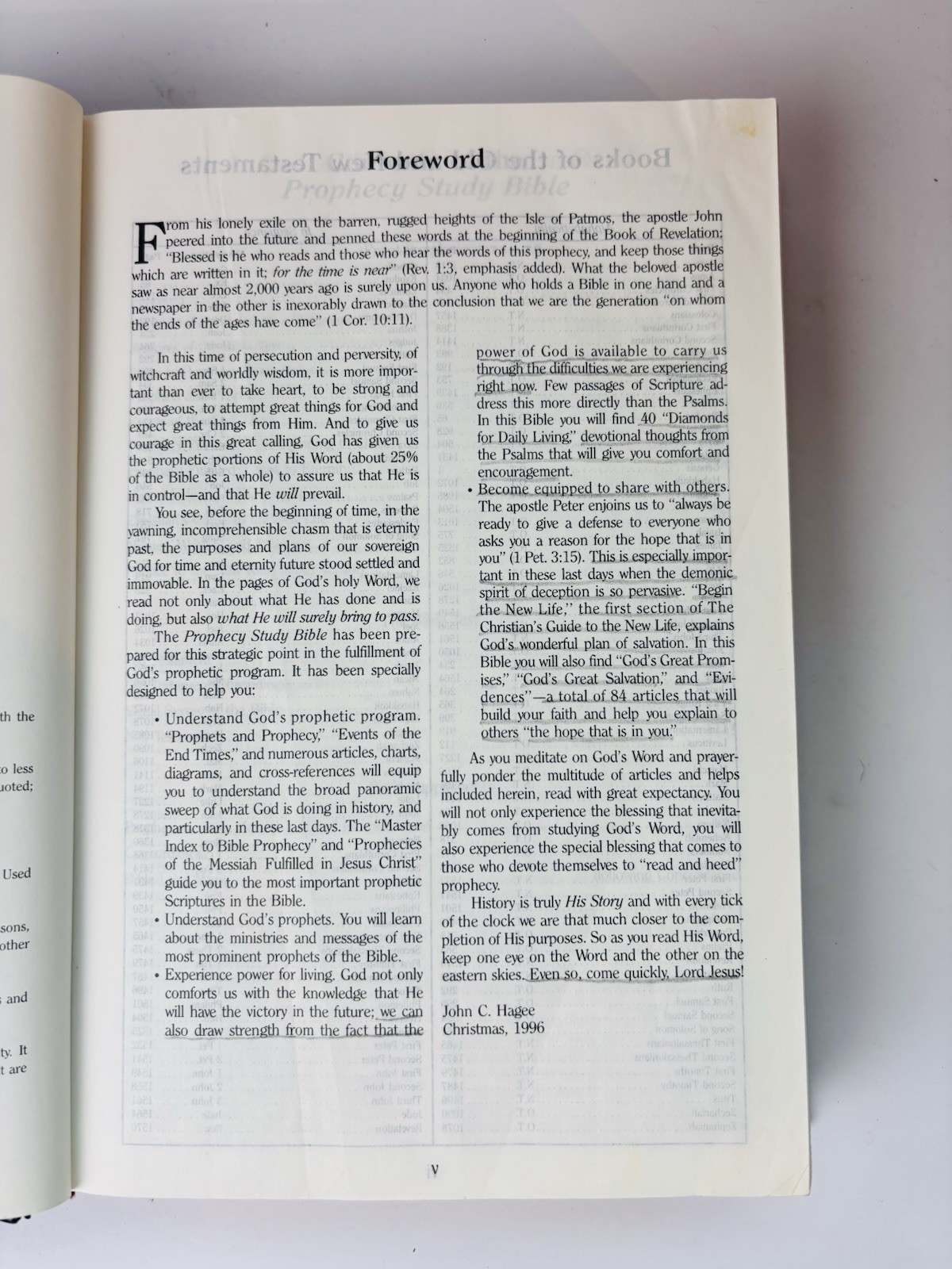 Prophecy Study Bible John Hagee NKJV 1997 Black Bonded Leather Marginalia Notes