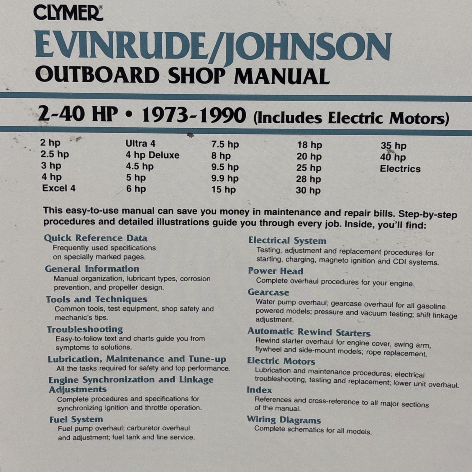 Evinrude/Johnson 2-40 HP OB 73-1990 by Penton Staff (2000, Trade Paperback)
