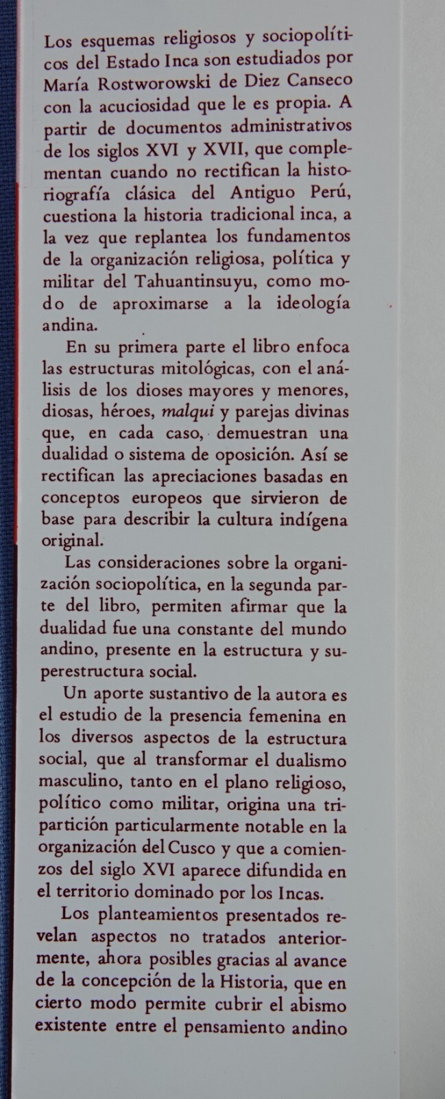 ESTRUCTURAS ANDINAS DEL PODER: IDEOLOGIA, RELIGIOSA Y POLITIA BY ROSTWOROWSKI