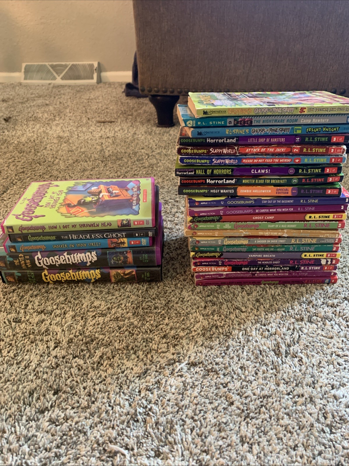 Lot of Vintage Goosebumps Books VHS DVD 27 Items Total 90s Stine R.L