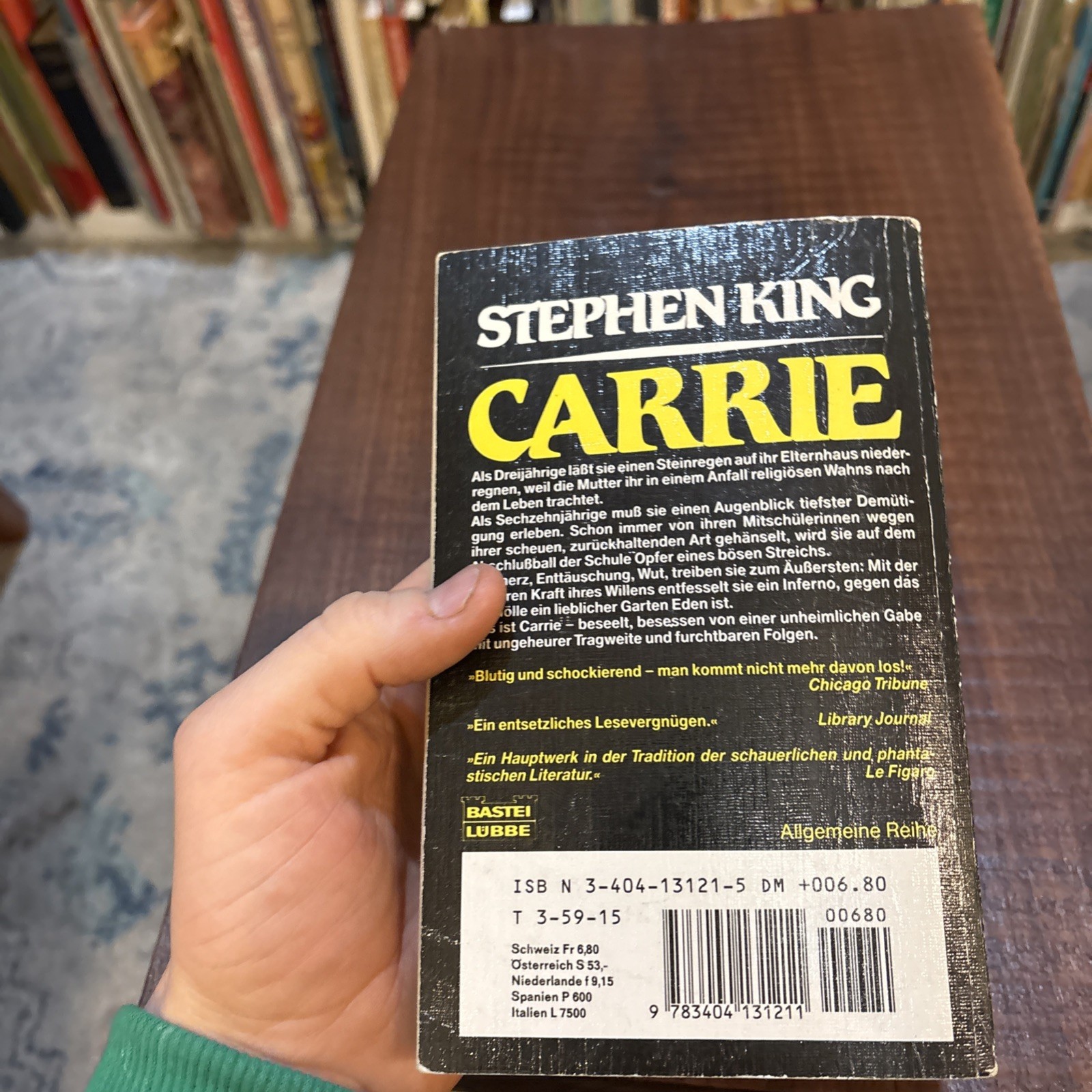 CARRIE by Stephen King 1987 Vintage Paperback Book German ~ Bastei Lubbe