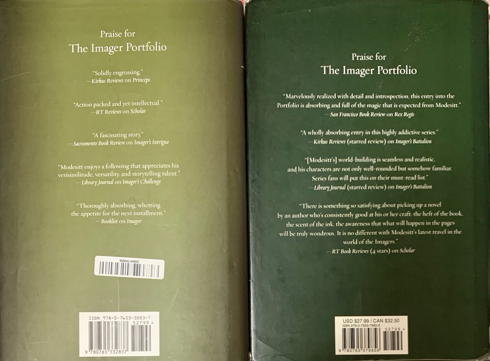 (7 bks-3 pb/4 hc/dj) IMAGER PORTFOLIO series L.E.Modesitt Jr. Vol 2-7, 9
