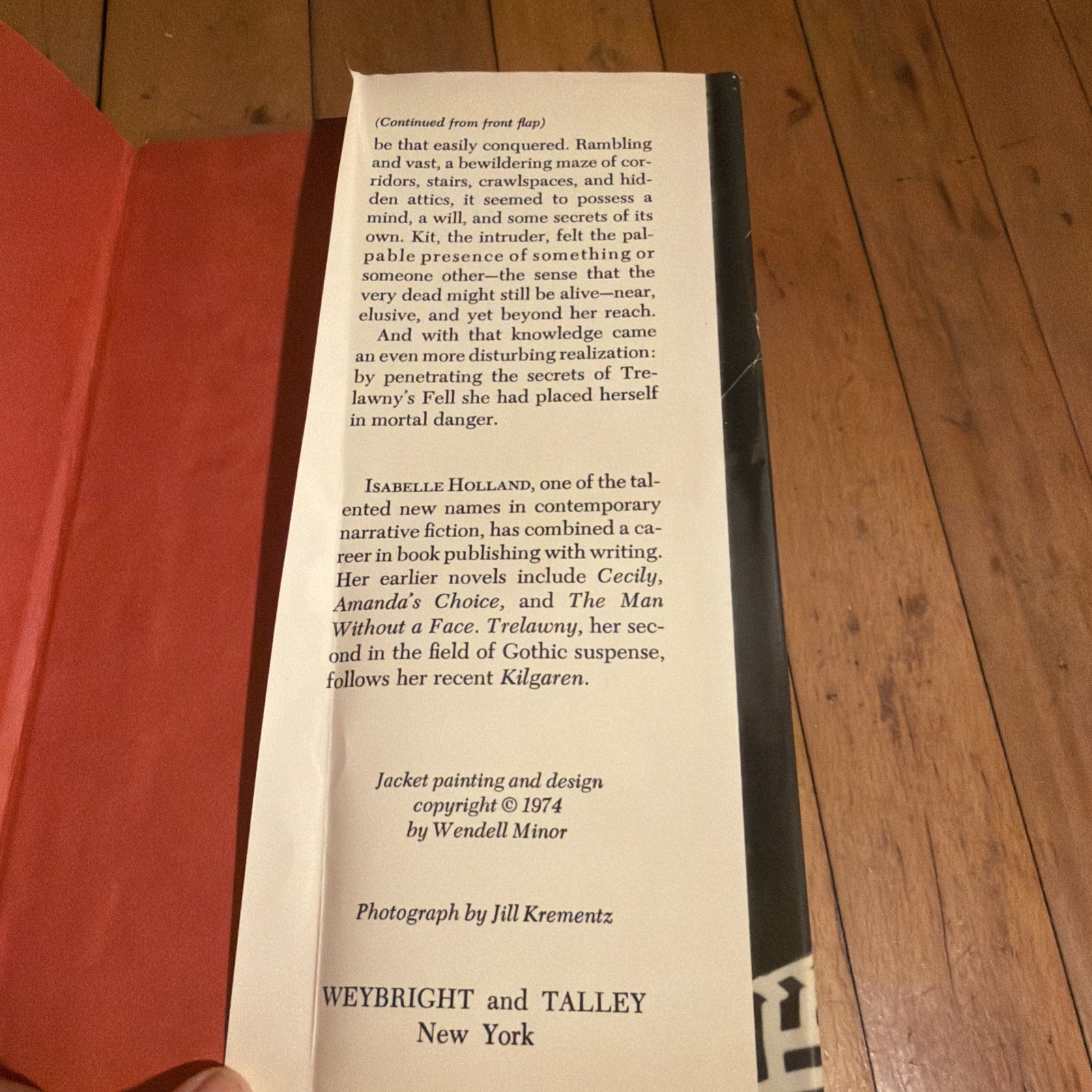 Trelawny Isabelle Holland 1974 Hardcover Dust Jacket Gothic Fiction Novel