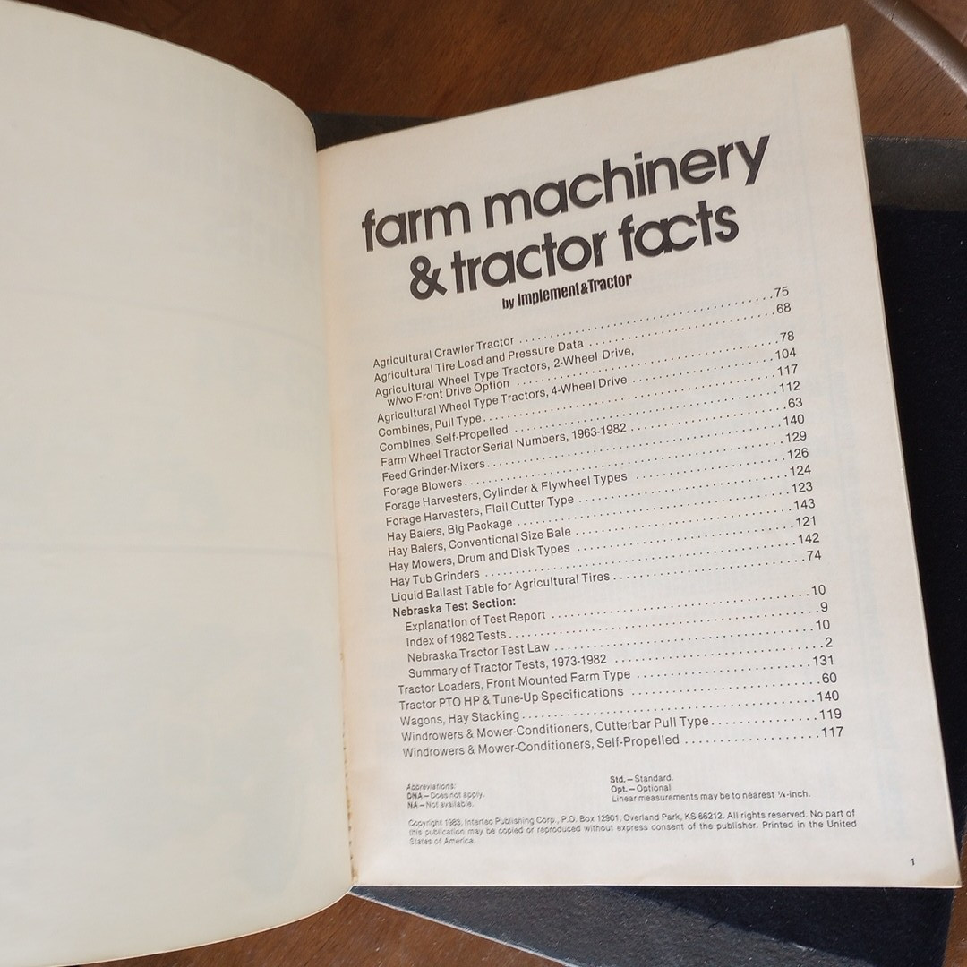 Farm Machinery & Tractor Facts 1983-1984 Edition by Implement & Tractor SC Book