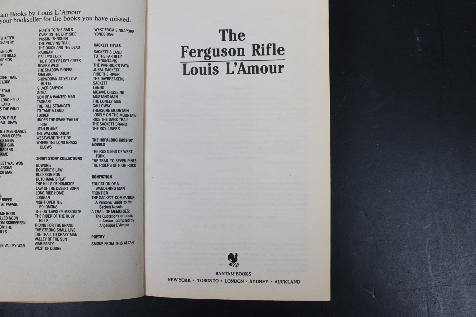The Ferguson Rifle Louis L’Amour 1996 Bantam Reissue Western Frontier Adventure