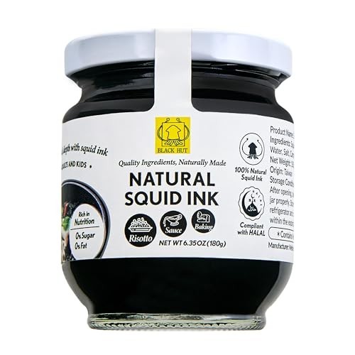 6.4oz Squid Ink for Cooking, Pasta, Rice Noodles, Pizza & Risotto – Halal Certif