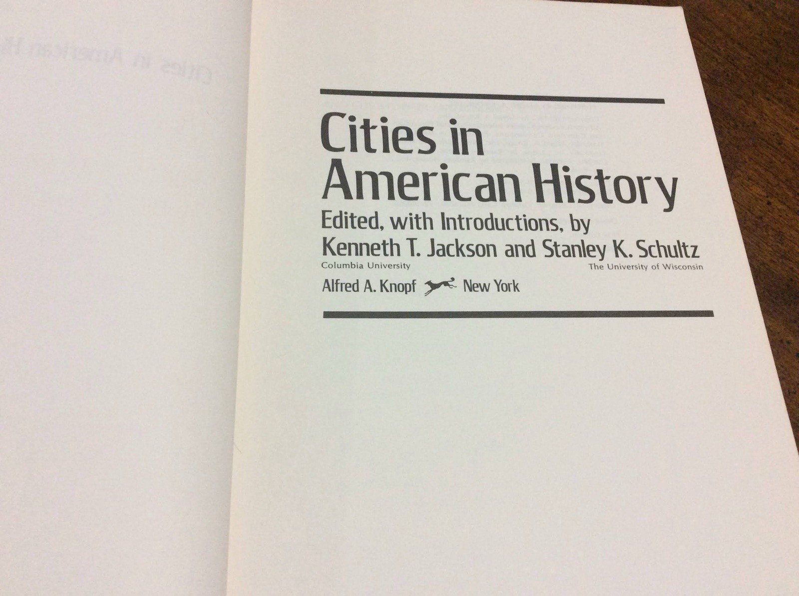 Cities in American History By Kenneth T. Jackson 1972 Paperback VG