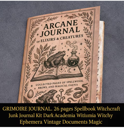 77 Pages Witchcraft Grimoire Pages Book of Shadows Kit with Moon Phases