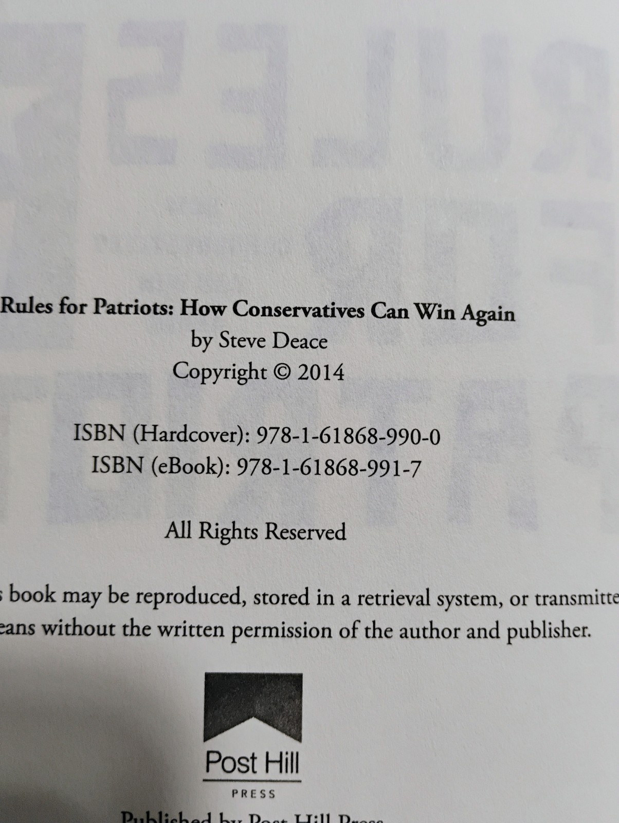 Rules for Patriots: How Conservatives Can Win Again by Steve Deace, SIGNED