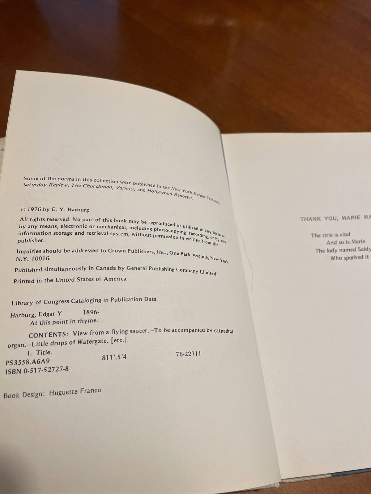 At This Point in Rhyme by Crown Publishing Group Staff and E. Y. Harburg – Poems