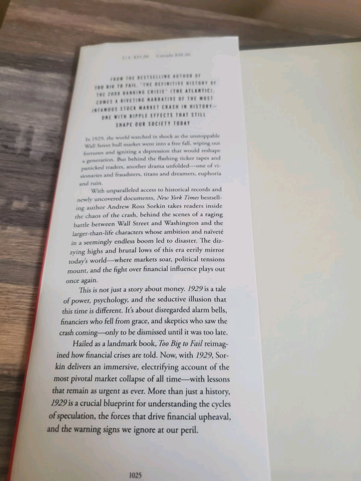1929: Inside the Greatest Crash in Wall Street History… Andrew R. Sorkin HC