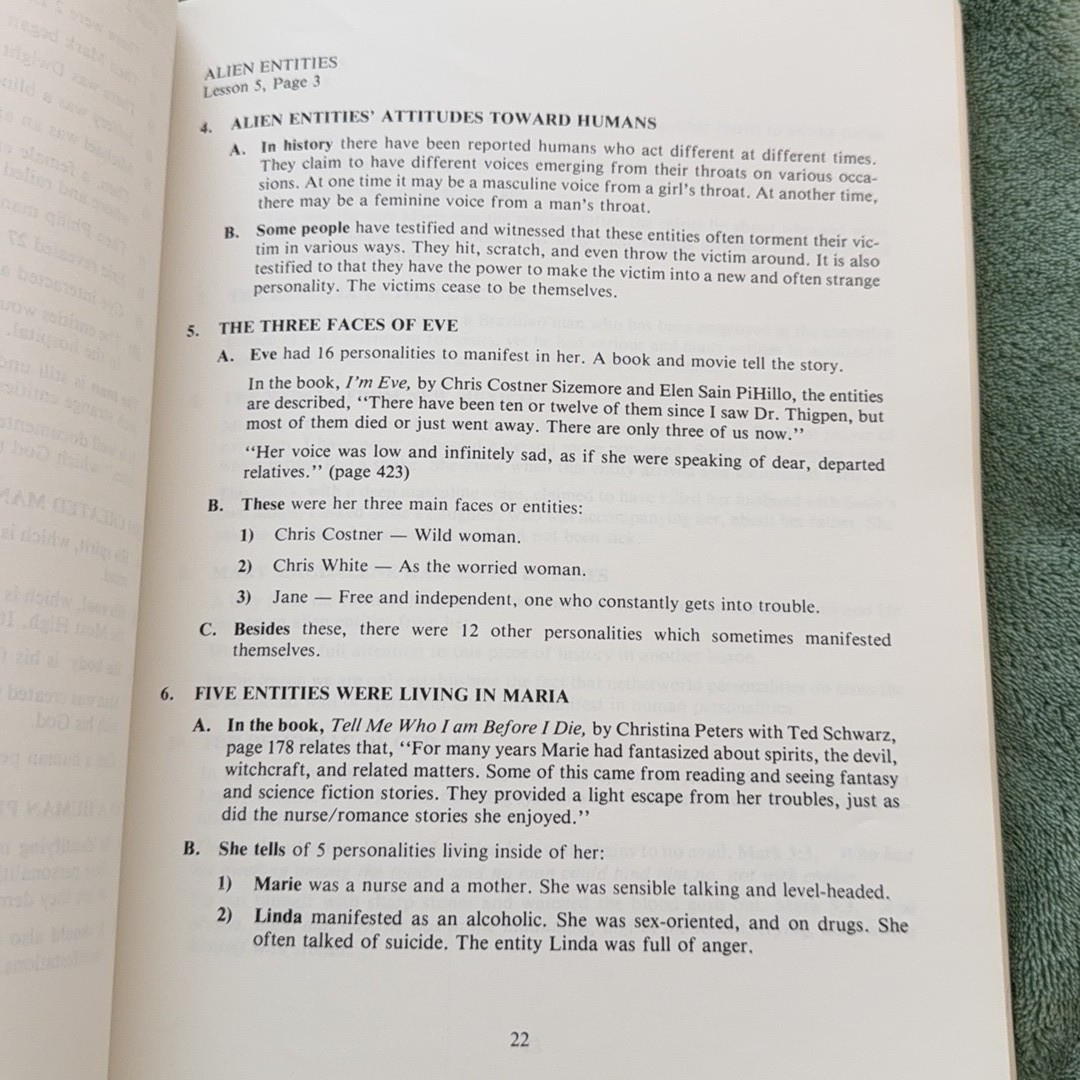 Alien Entities by Dr. Lester Sumrall World Harvest Syllabus 1983 LESEA