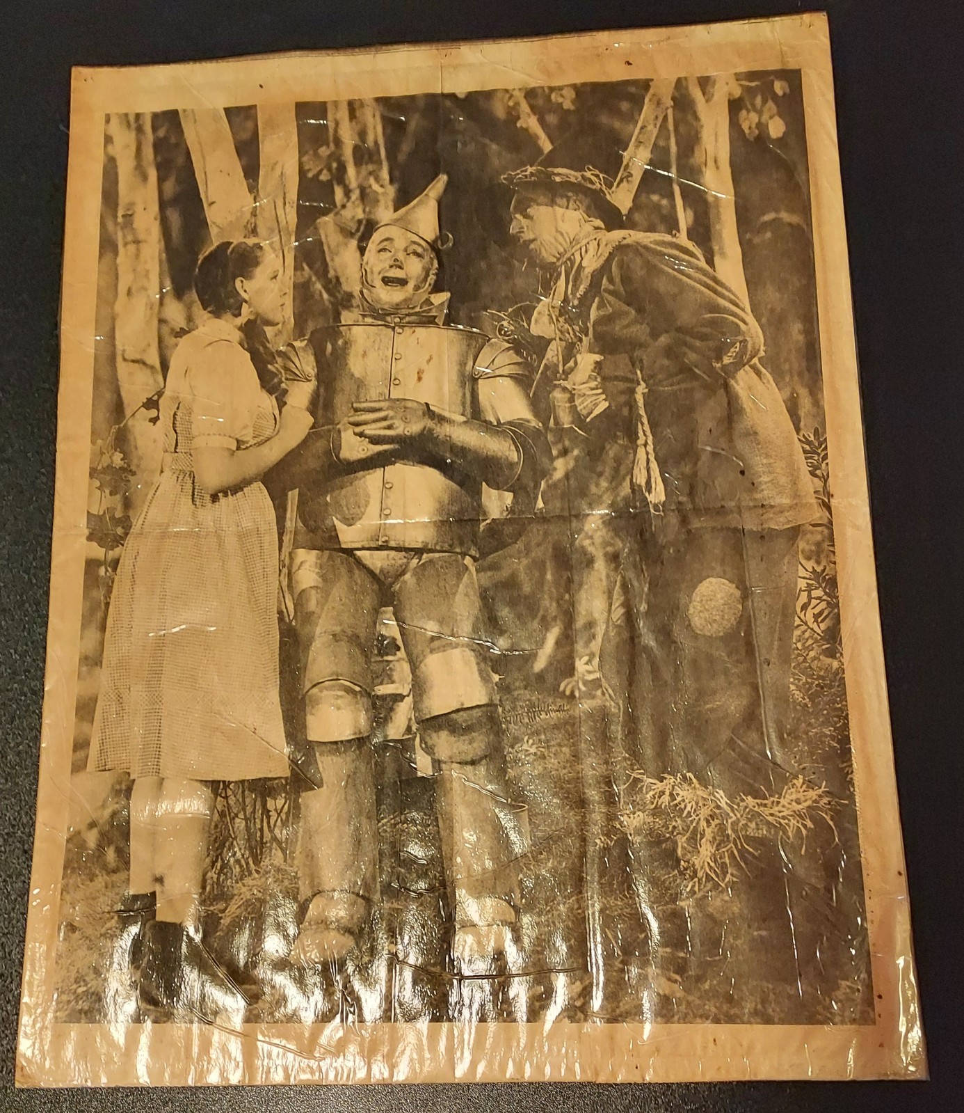 WIZARD OF OZ Very Old Newspaper Pic Mounted on Cardboard Laminated 17.5×23″ Good