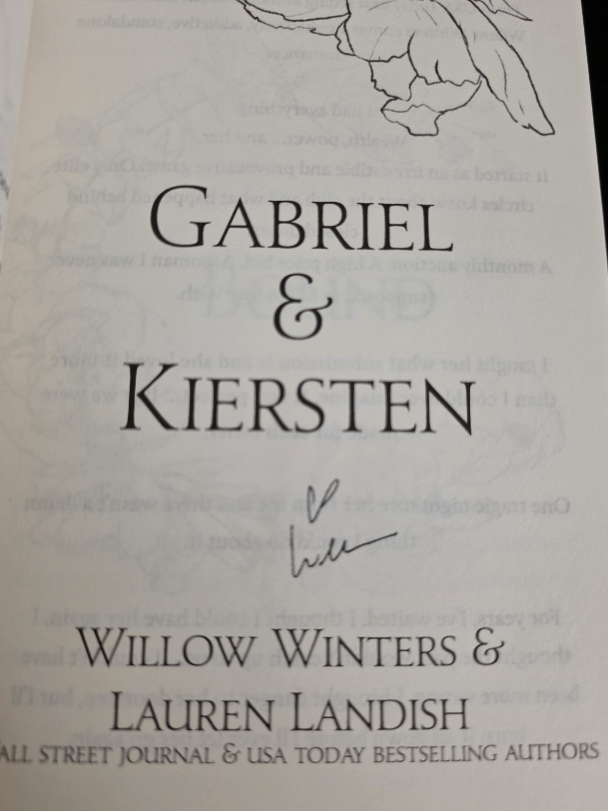 Gabriel & Kirsten: A Novel by Willow Winters & Lauren Landish SIGNED COPY LN