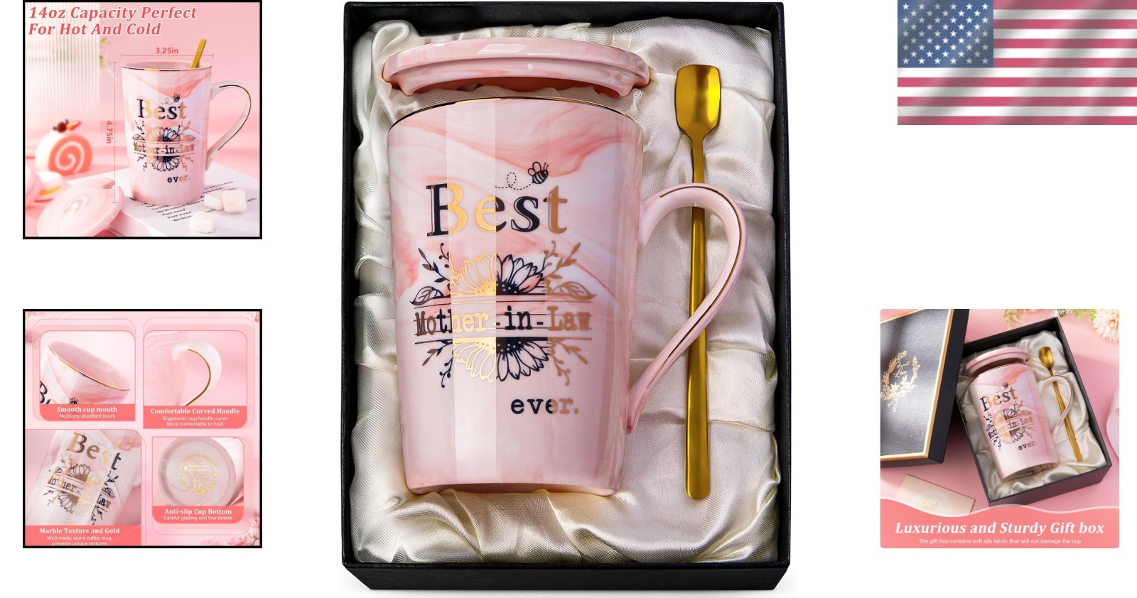 Sophisticated 14oz Pink Marble Ceramic Mug – Microwave & Dishwasher Safe Gift