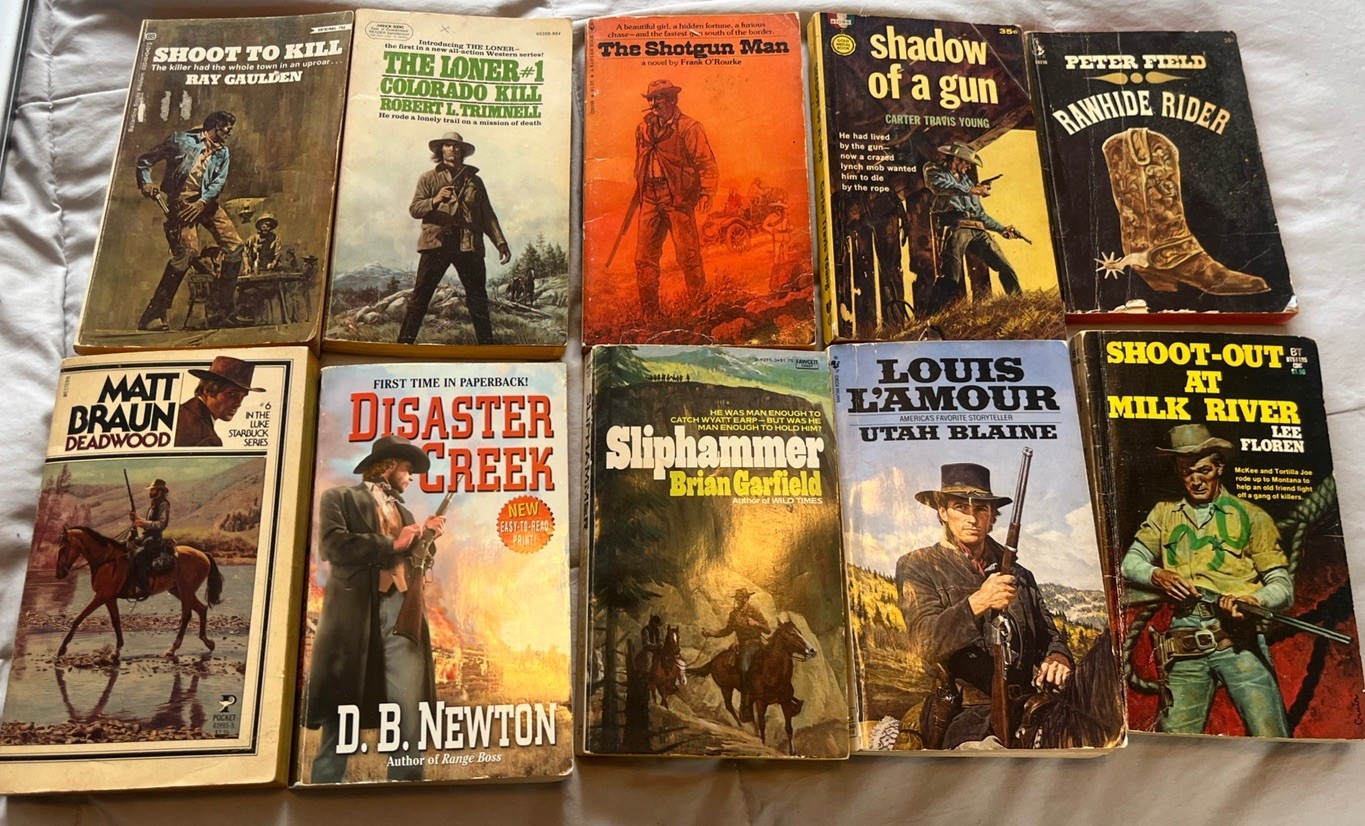 Lot Of 10 Vintage Western Paperback Books (See Photos For Titles)