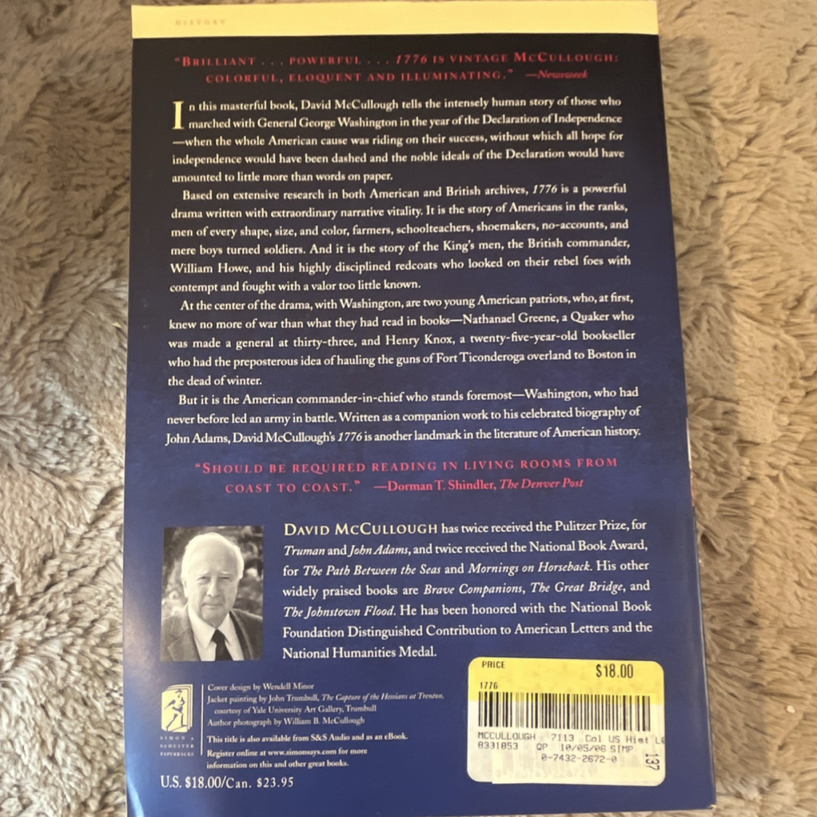 David McCullough 1776, Simon & Schuster, Paperback 2005, History, Illustrated