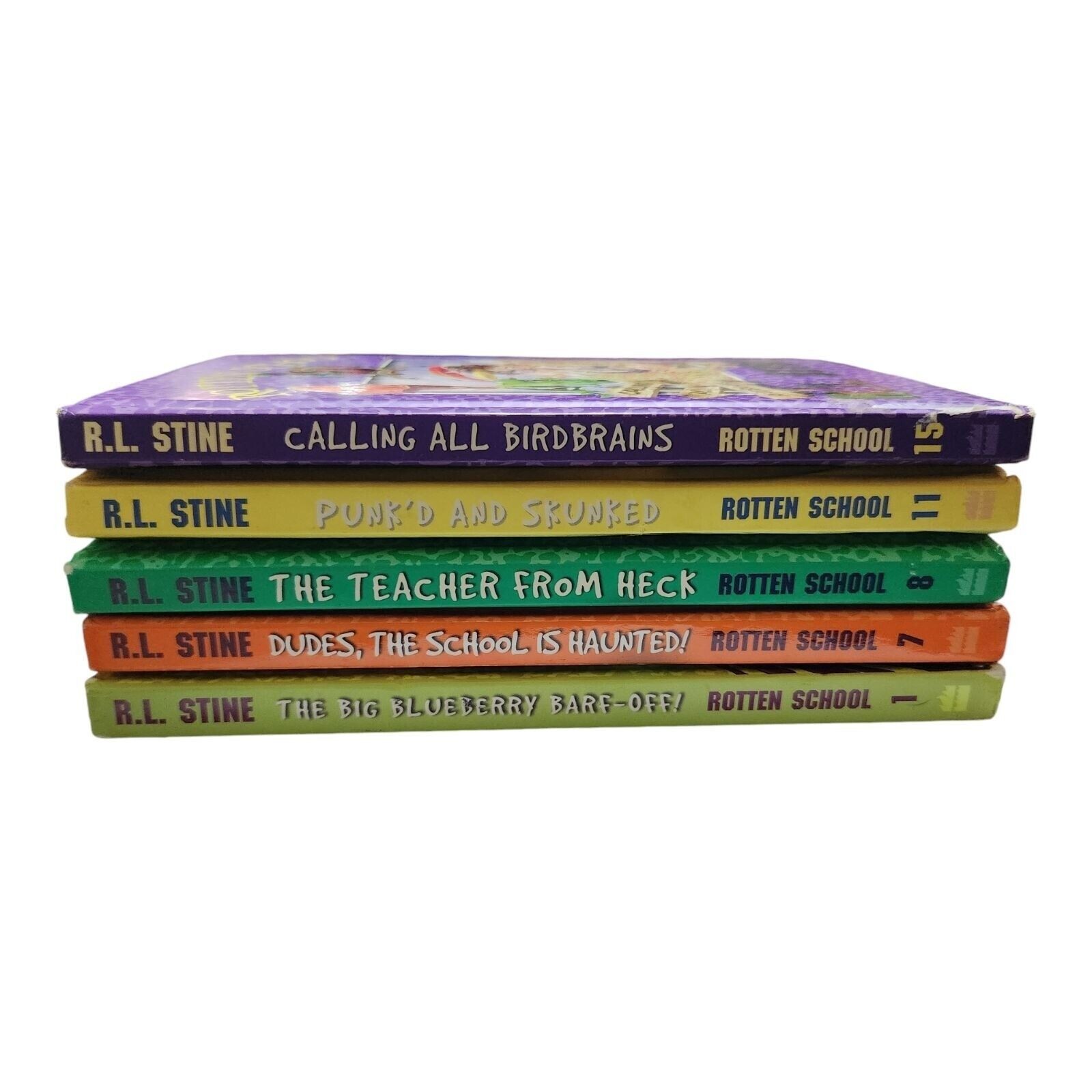 Goosebumps R.L. Stine Rotten School Books Lot of 5 Volume 1 7 8 11 15