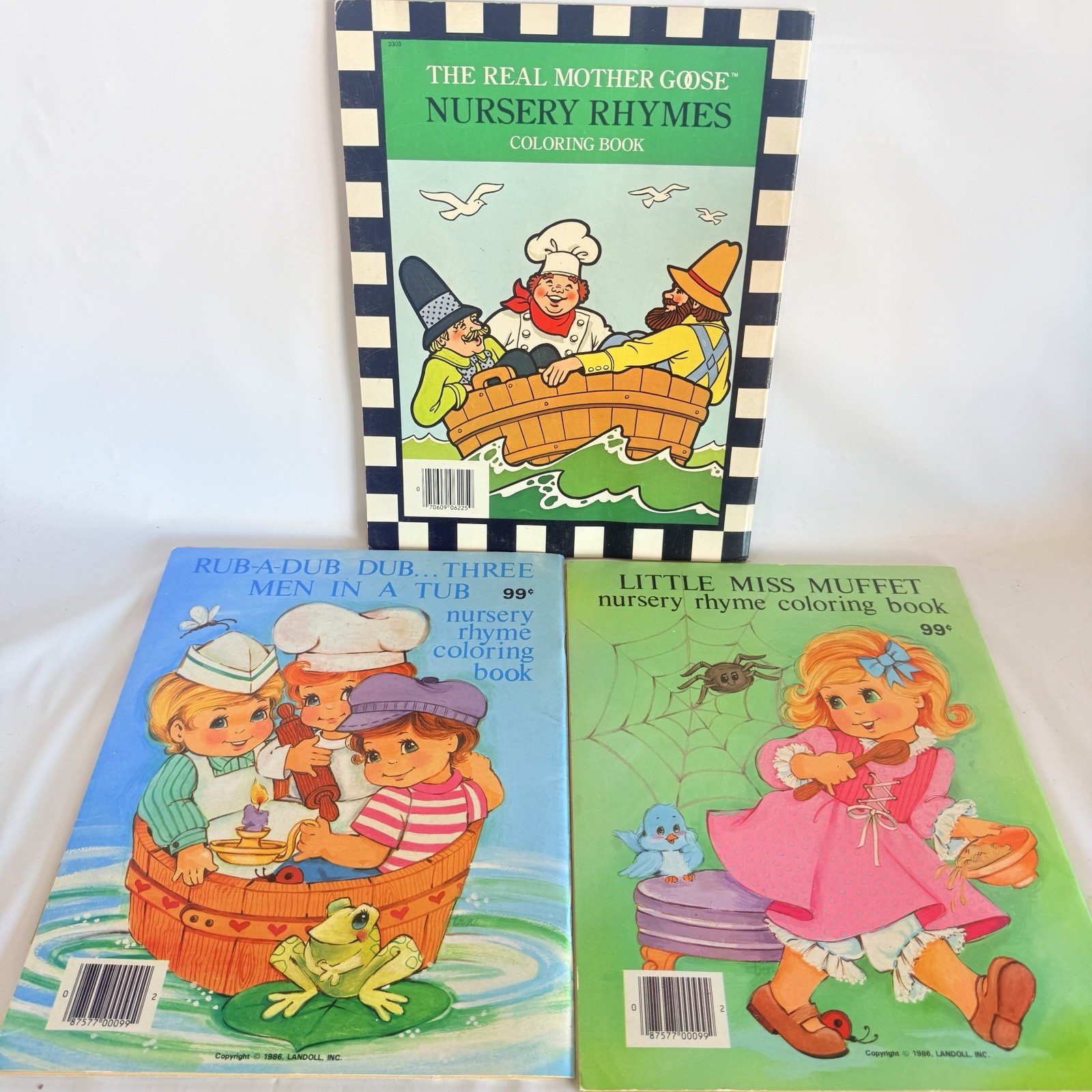 Mother Goose Nursery Rhymes Vintage 1980s Coloring Book Lot Of 3