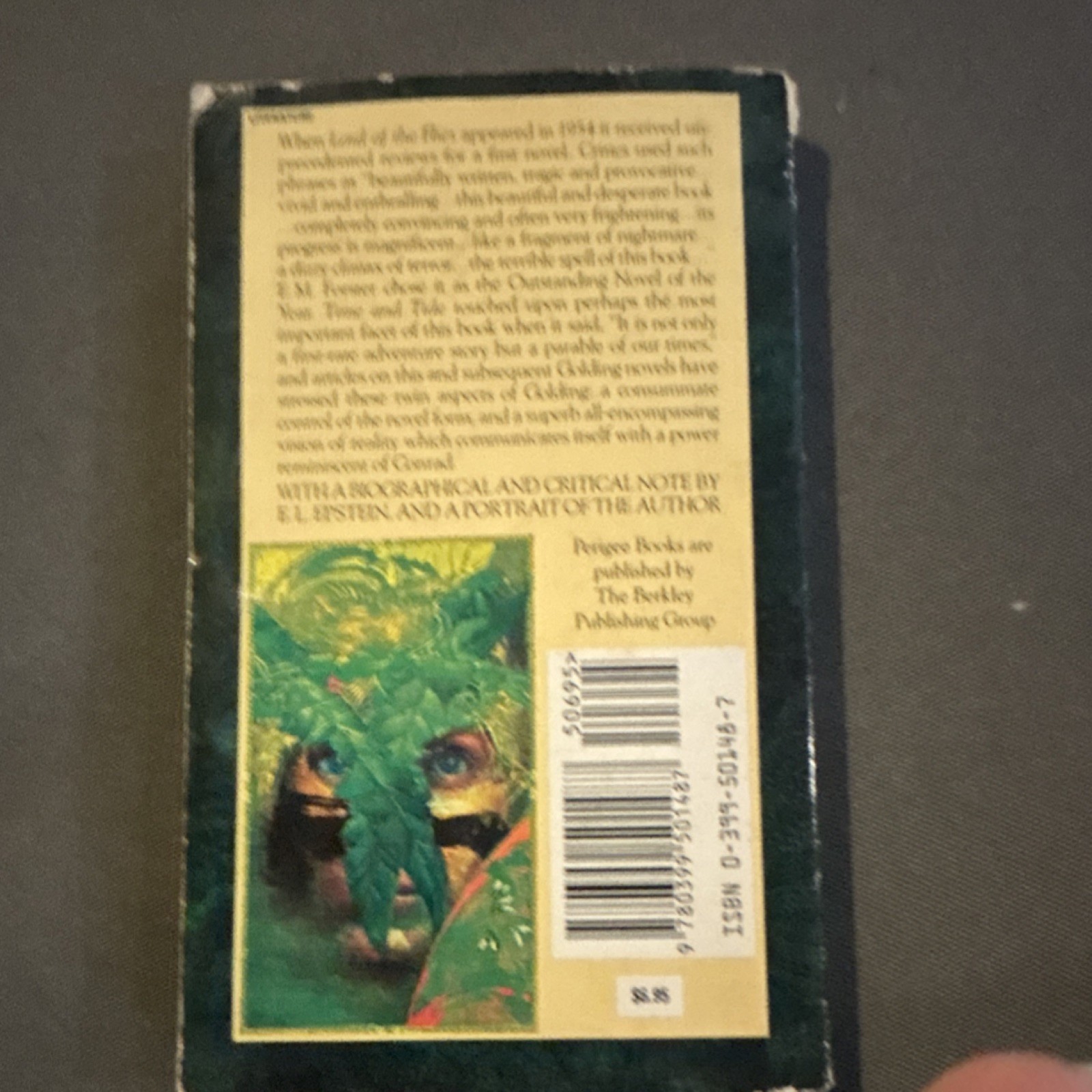 William Golding Lord of the Flies Paperback Perigee Book Berkley 1954 Note