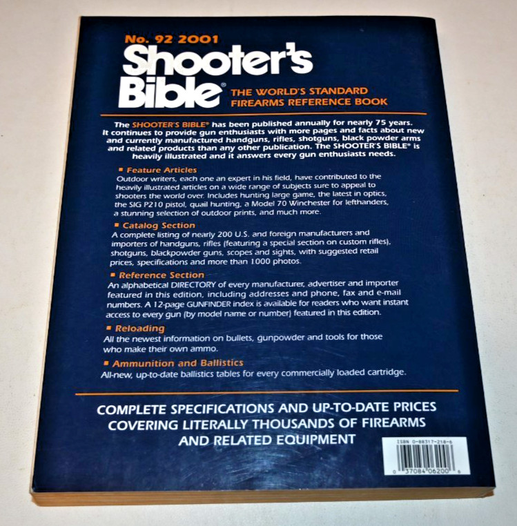 Shooter’s Bible No. 92 2001 Edition by Bill Jarrett 576 Pages