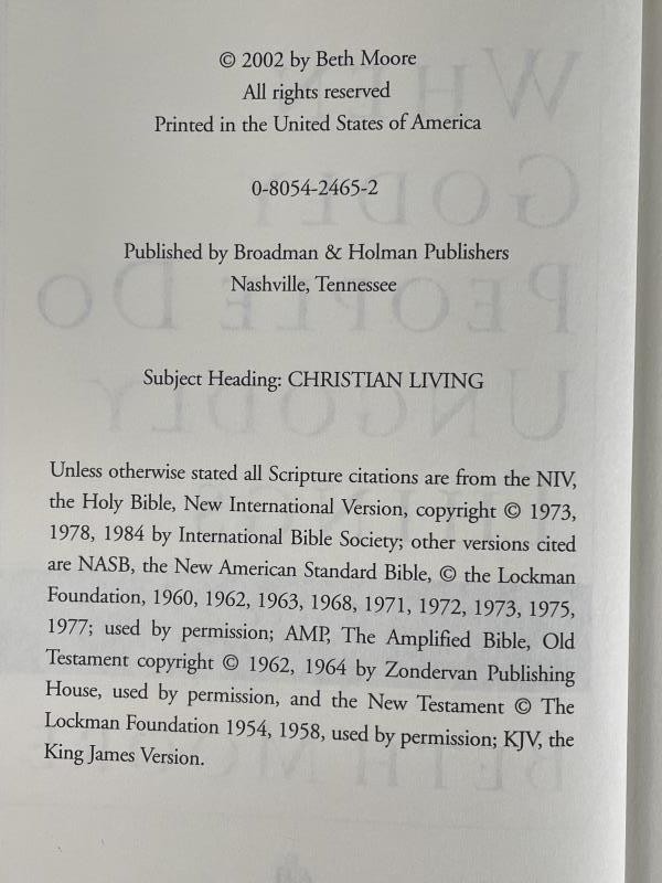 „When Godly People Do Ungodly Things“ by Beth Moore 2002 Hardcover Book