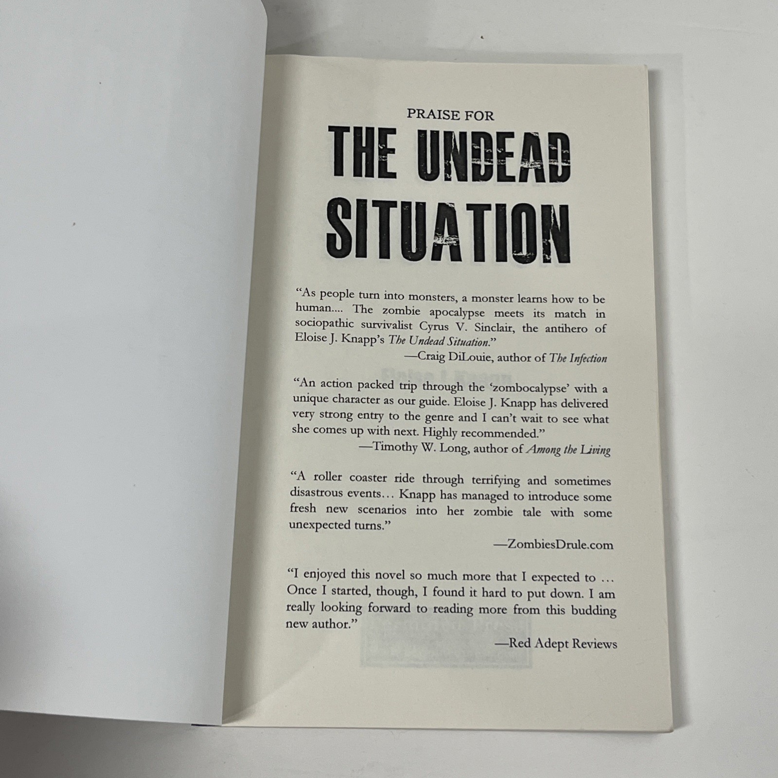 The Undead Situation by Eloise J. Knapp 2010 Permuted Press 1st Edition Ppbk