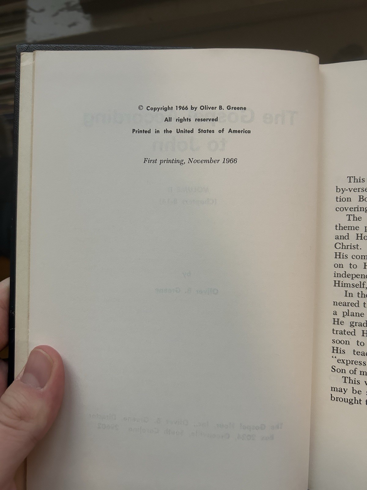 The Gospel According To John: Volume II (Hardback, First Printing 1966, Greene)
