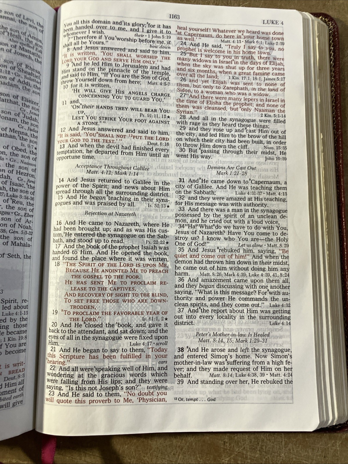 NASB New Open Bible Study Edition Burgundy Genuine Leather 1990 USA 1976BG
