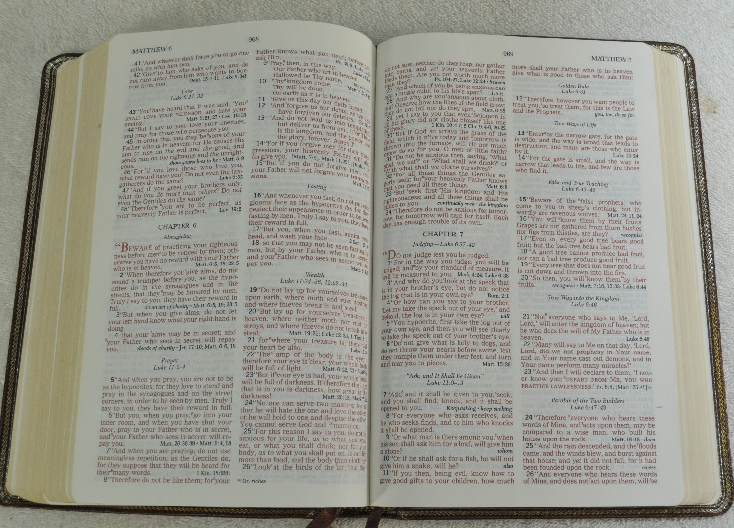 The Open Bible Expanded Edition NASB Brown Genuine Leather RL 1985 Nelson 976BR