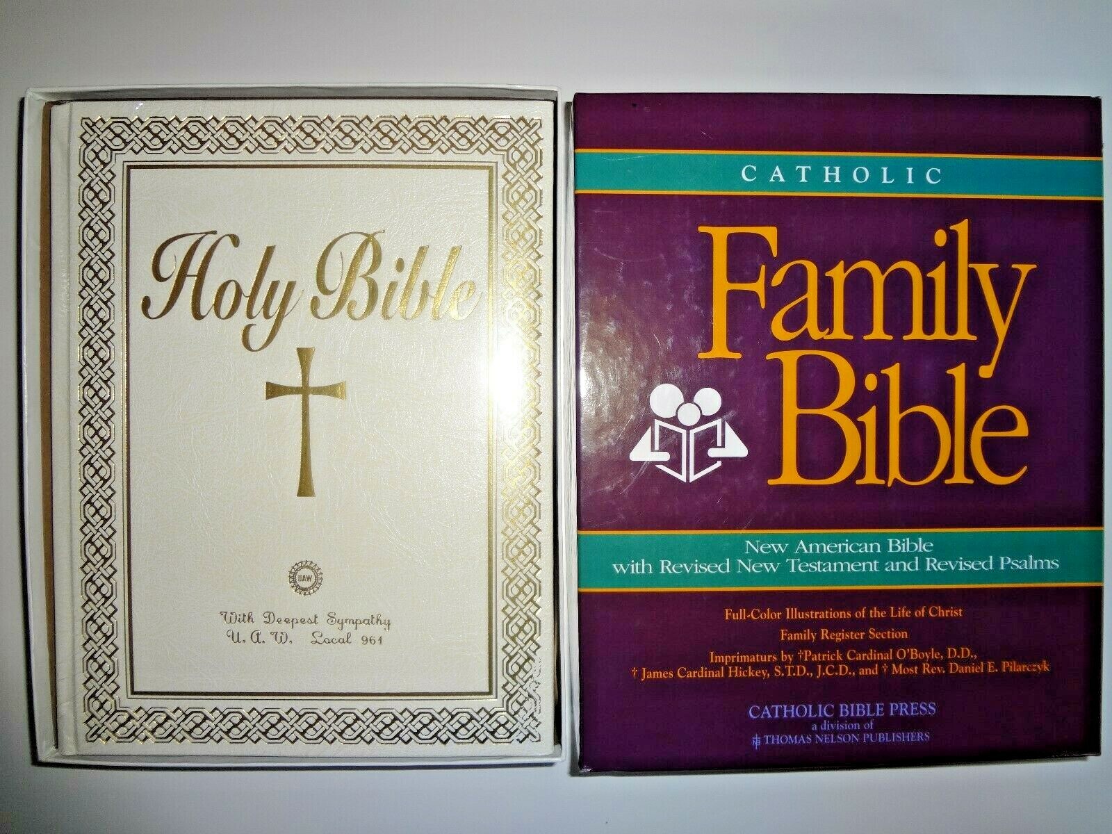 „Catholic Family Bible“ NEW Ivory And Gold 11″ x 9″ Great Gift