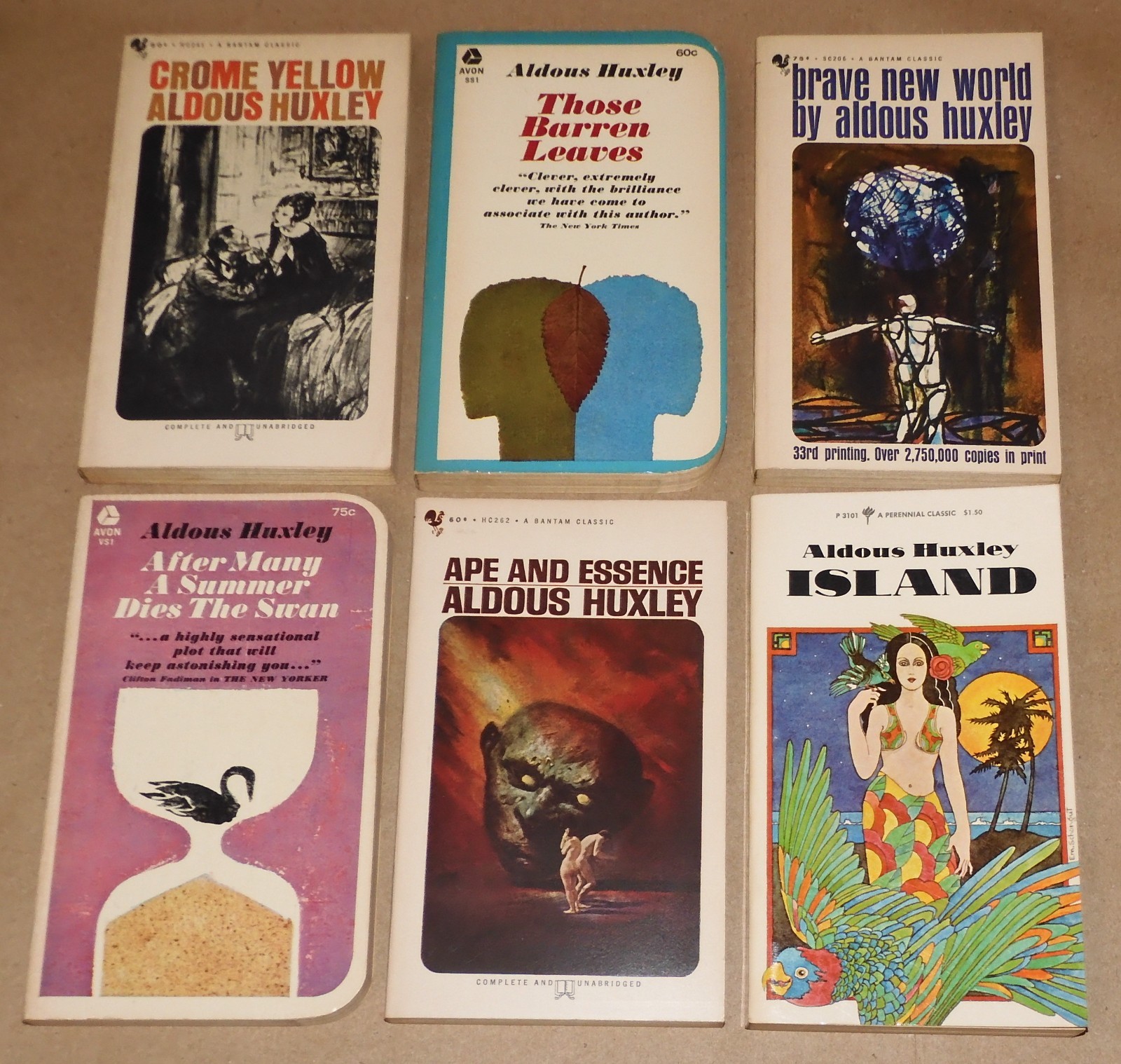 ALDOUS HUXLEY Lot 6 Vintage PBs incl Dystopian SCI-FI : BRAVE NEW WORLD ++ READ!