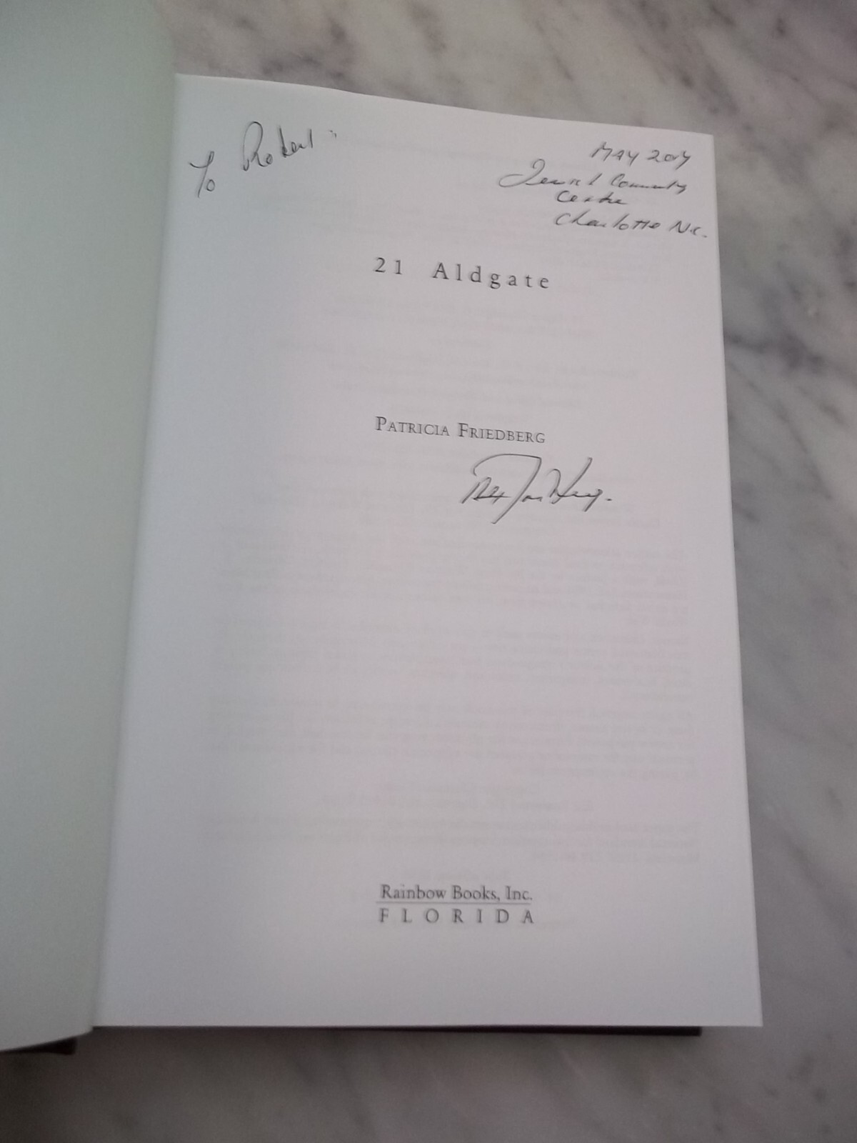 21 ALDGATE By Patricia Friedberg HCDJ 1st Ed. SIGNED! FREE SHIPPING!