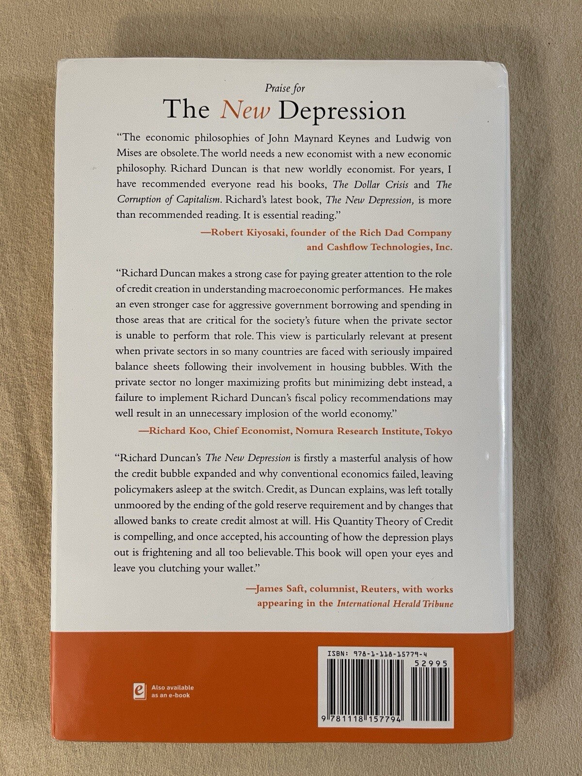 The New Depression: the Paper Money Economy – Richard Duncan – Hardcover – B21
