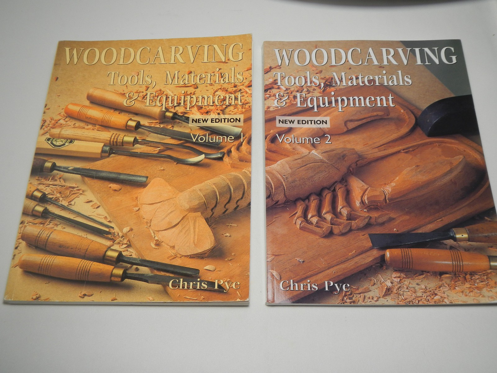 WOODCARVING TOOLS, MATERIALS & EQUIPMENT 2 paperback Books Vol 1 & 2 CHRIS PYE