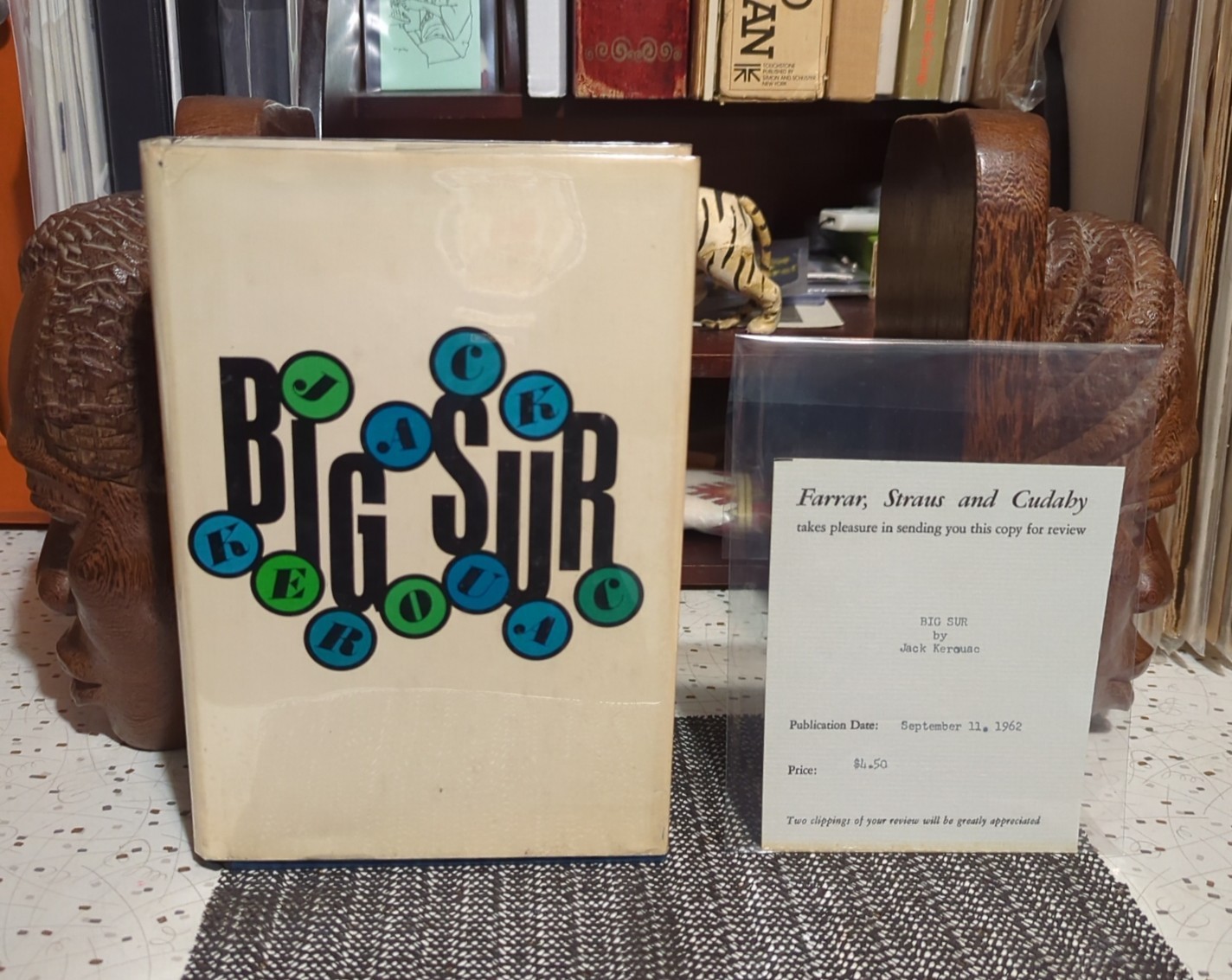 Jack Kerouac Big Sur 1st Printing Review Copy HCDJ w/Hand Typed Review Slip 1962