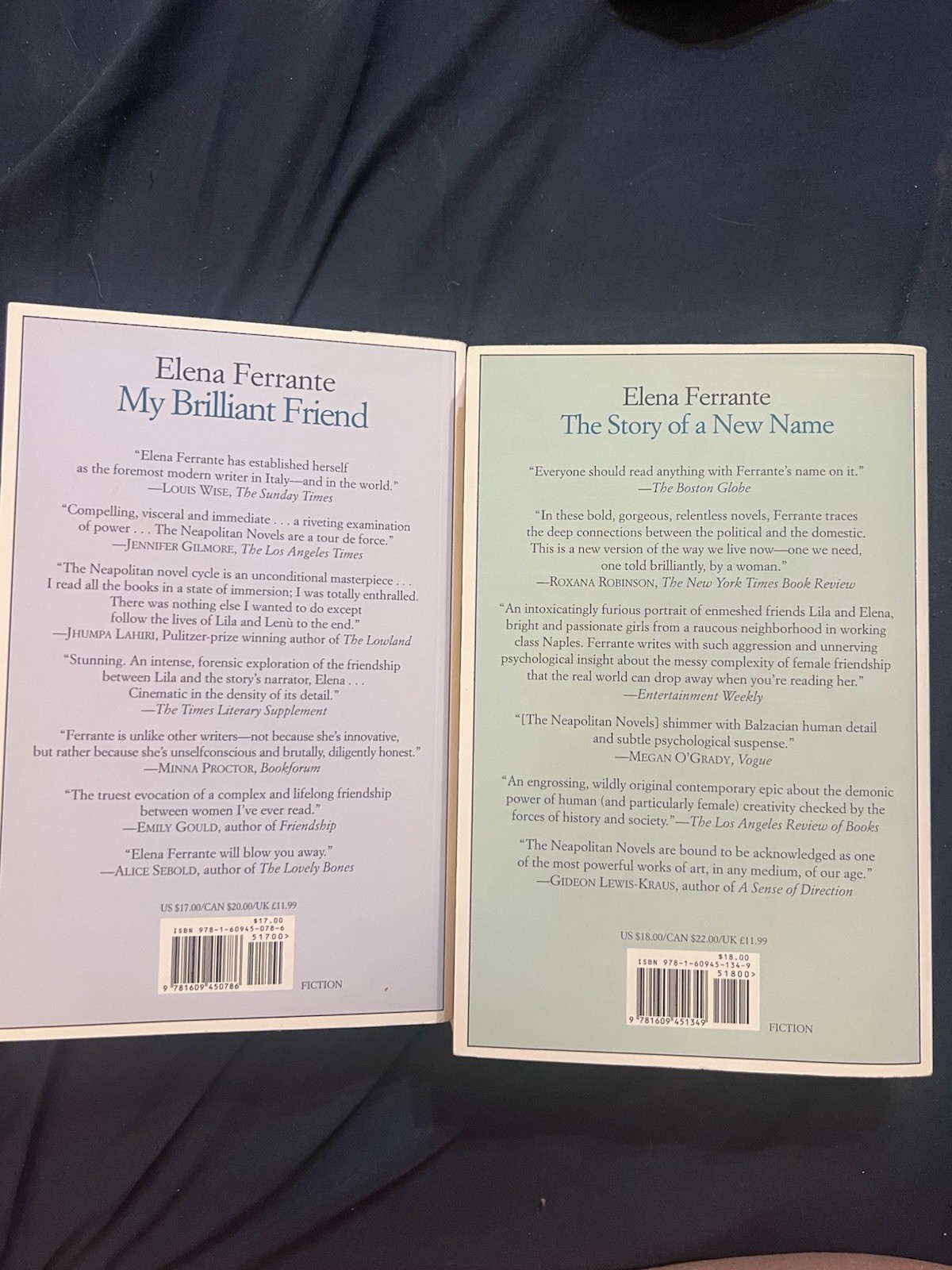 Elena Ferrante My Brilliant Friend AND The Story Of A New Name Neapolitan Books